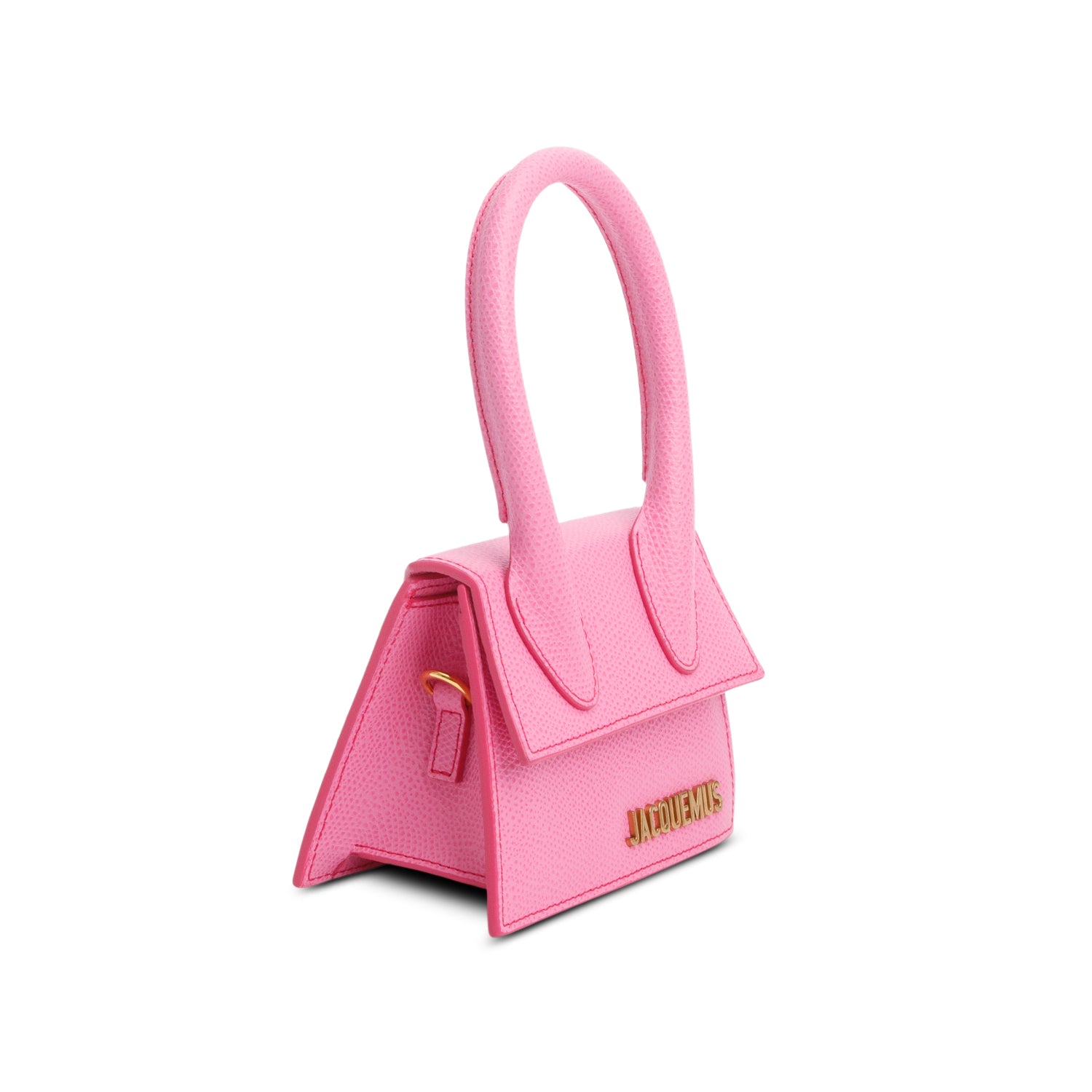 Jacquemus Pink Embossed Calfskin Leather Mini Signature Le Chiquito Handle Bag w/ Strap