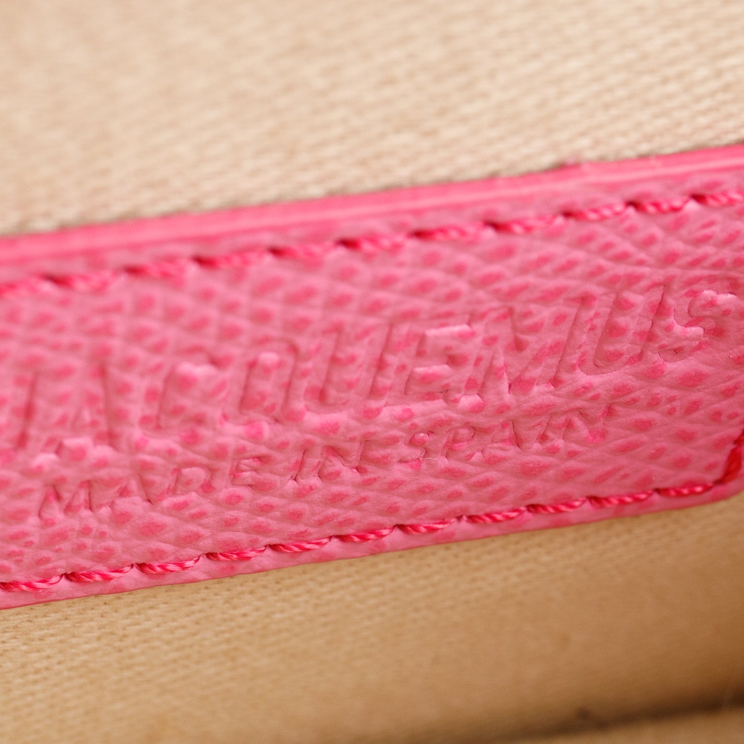 Jacquemus Pink Embossed Calfskin Leather Mini Signature Le Chiquito Handle Bag w/ Strap