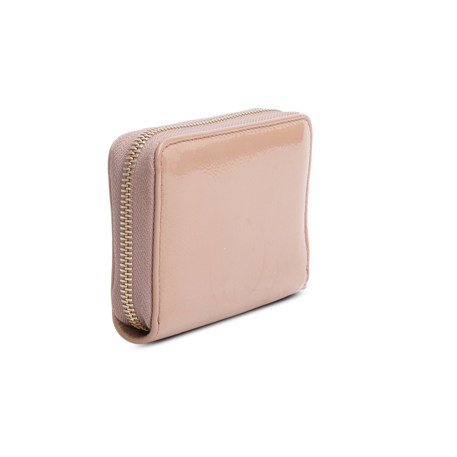 Gucci Beige Patent Leather Soho Zip Around Wallet