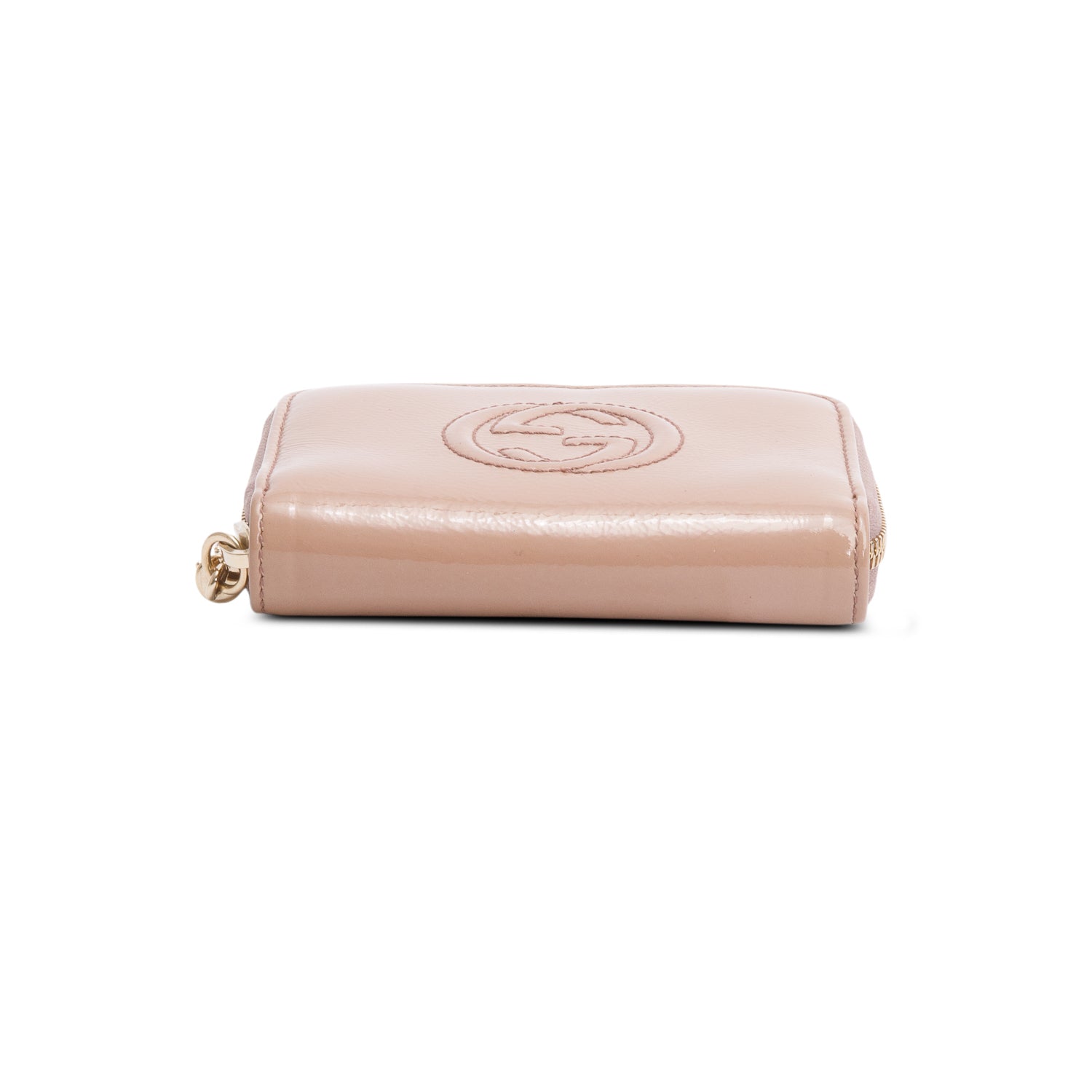 Gucci Beige Patent Leather Soho Zip Around Wallet