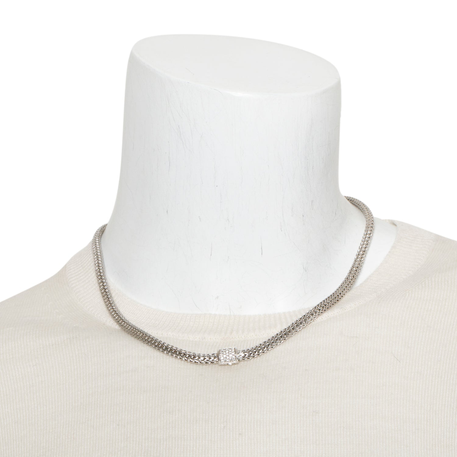 John Hardy Sterling Silver Diamond 5 MM Icon Chain Necklace