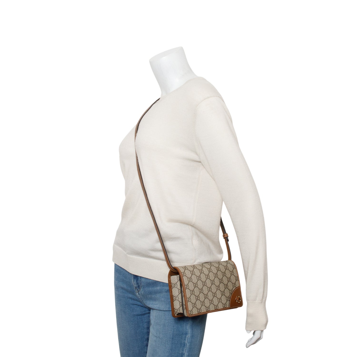 Gucci Brown GG Emblem Wallet w/ Strap & Box