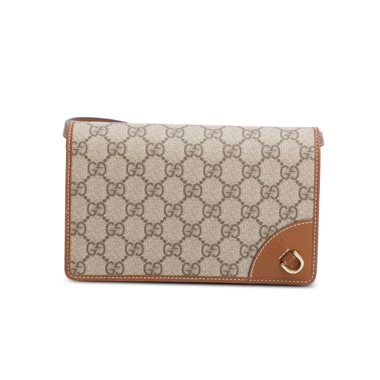 Gucci Brown GG Emblem Wallet w/ Strap & Box