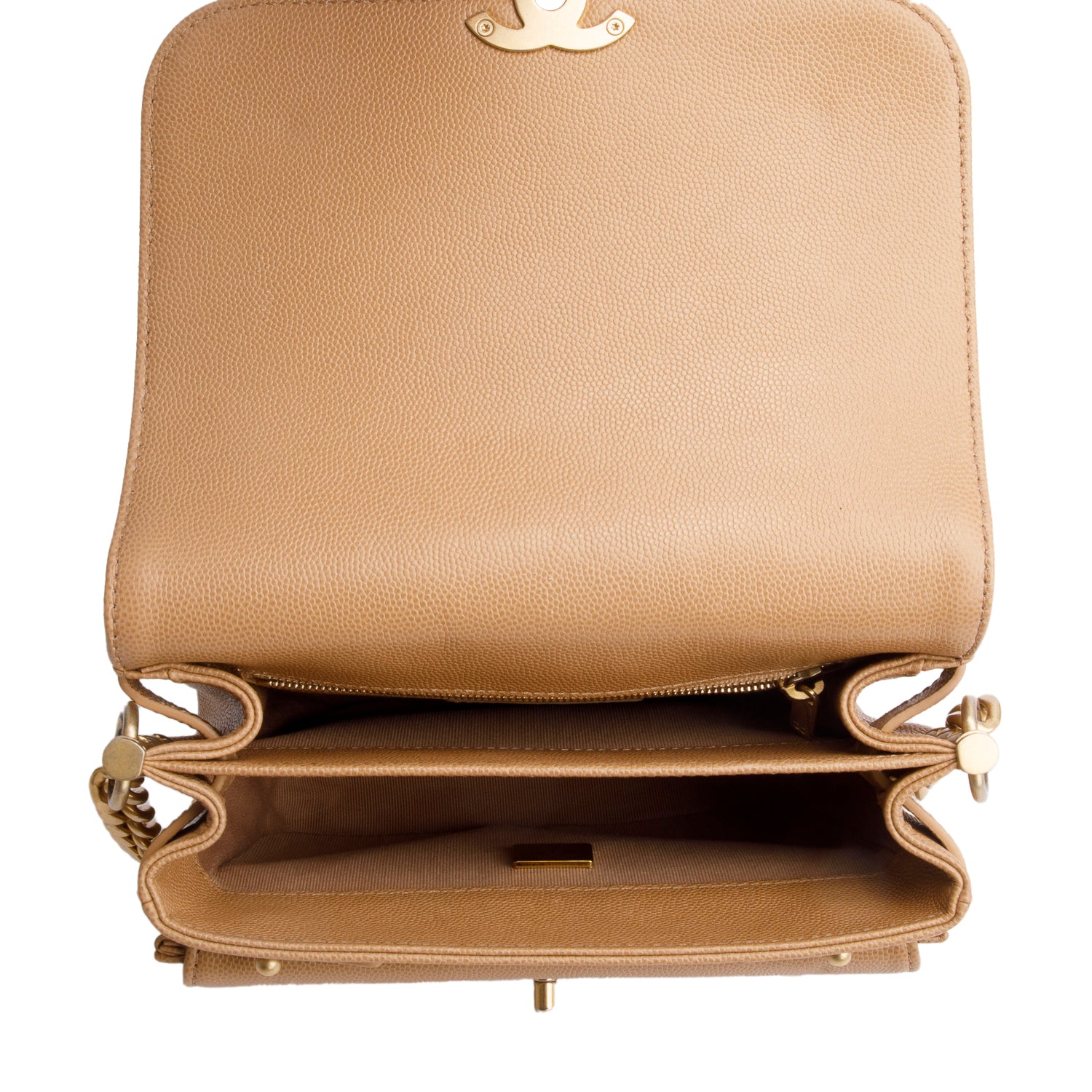 Chanel 2021 Beige Caviar Mini Messenger Bag w/ Box & Receipt