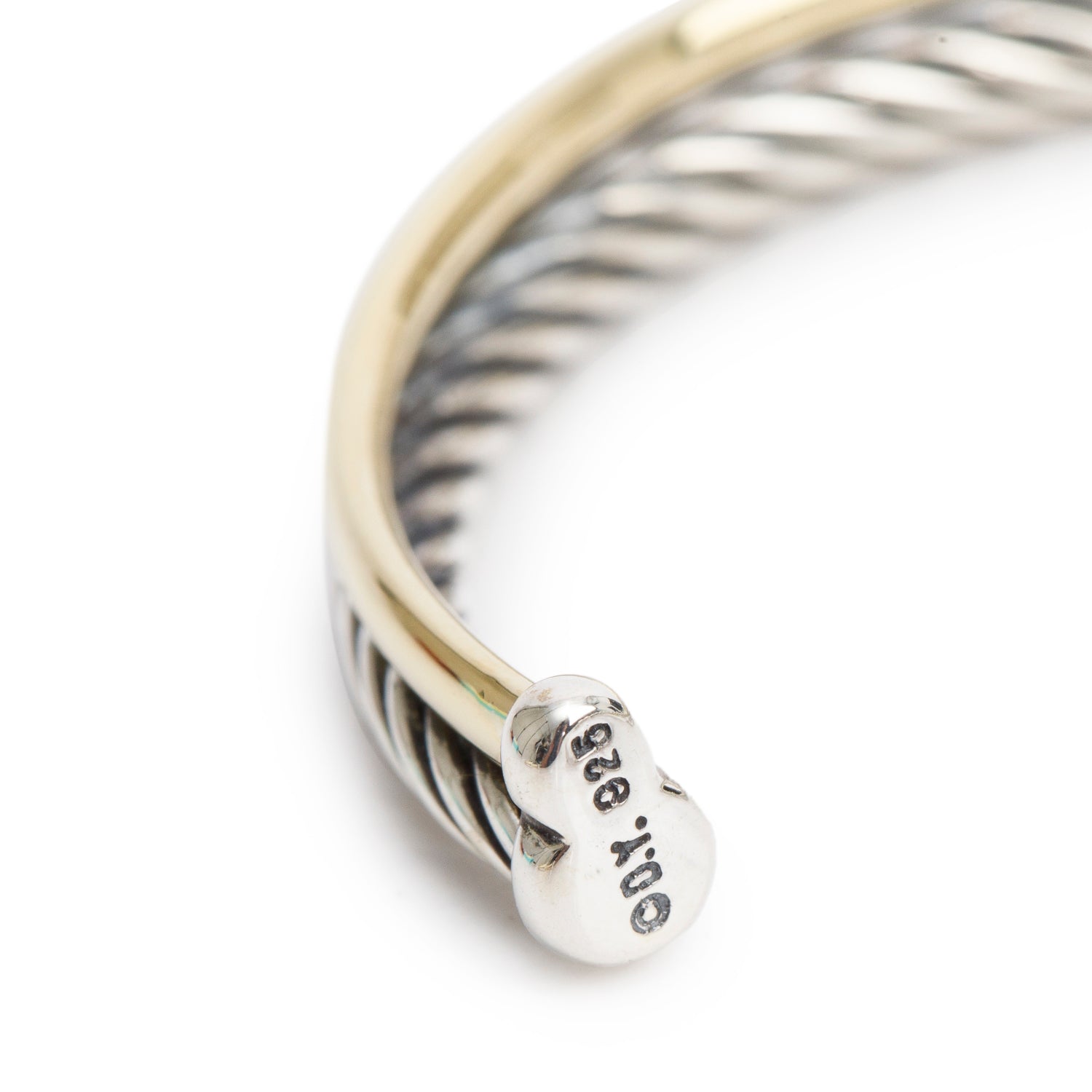 David Yurman Sterling Silver & 18k Yellow Gold Cable Crossover Hoop Earrings