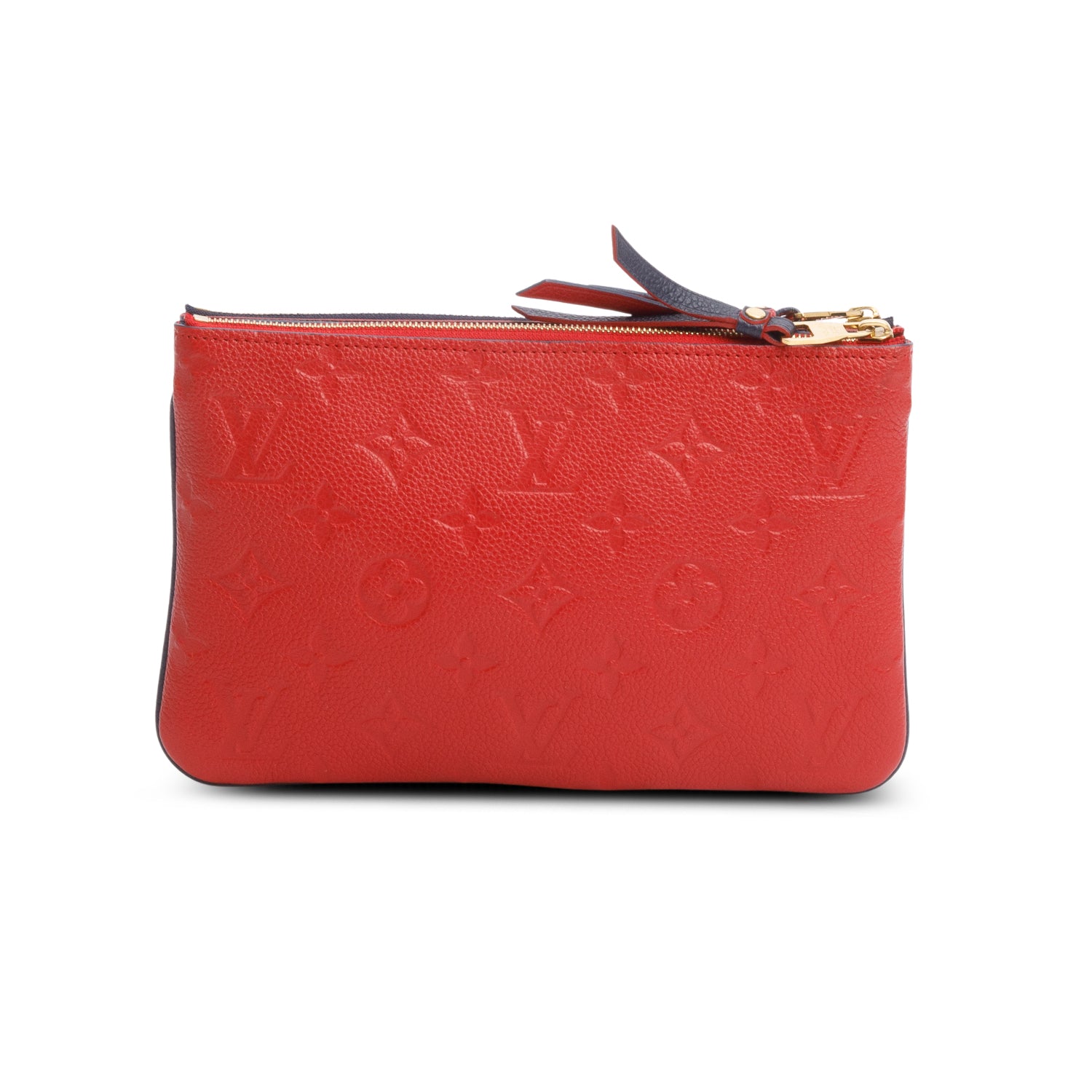 Louis Vuitton Navy/Red Empreinte Leather Double Zip Pochette w/ Strap, Box and Receipt