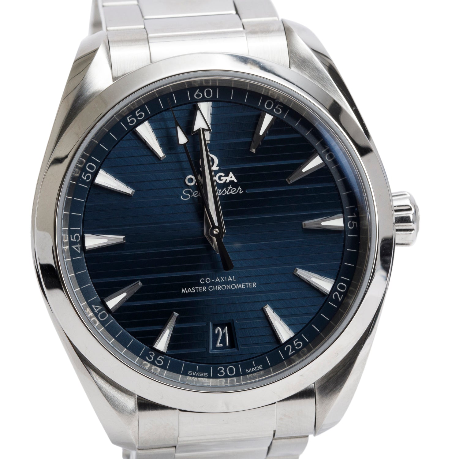 Omega 2022 Stainless Steel Seamaster Aqua Terra Co-Axial Master Chronometer 41 MM Automatic Watch Blue Dial w/ Box, Papers & Extra Strap