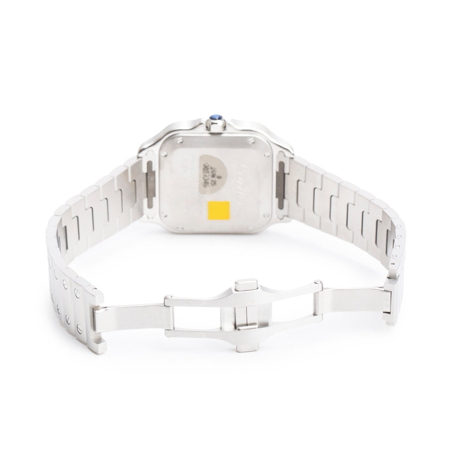 Cartier 2023 Stainless Steel Diamond Bezel Santos de Cartier Automatic Watch, Medium Model 4075 w/ Box, Papers & Extra Leather Strap