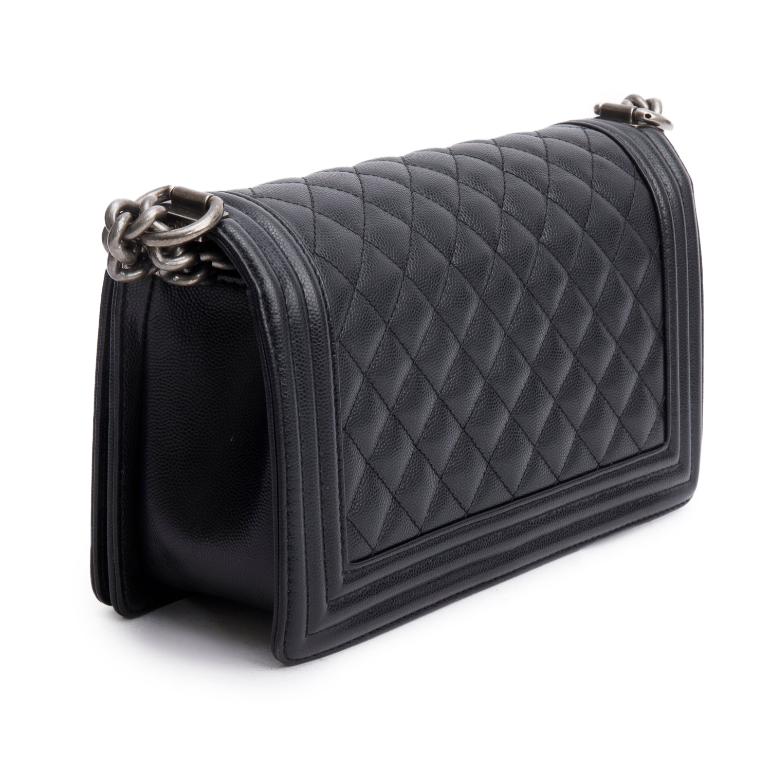 Chanel 2025 Black Caviar Quilted Medium Boy Bag w/ Box & Receipt
