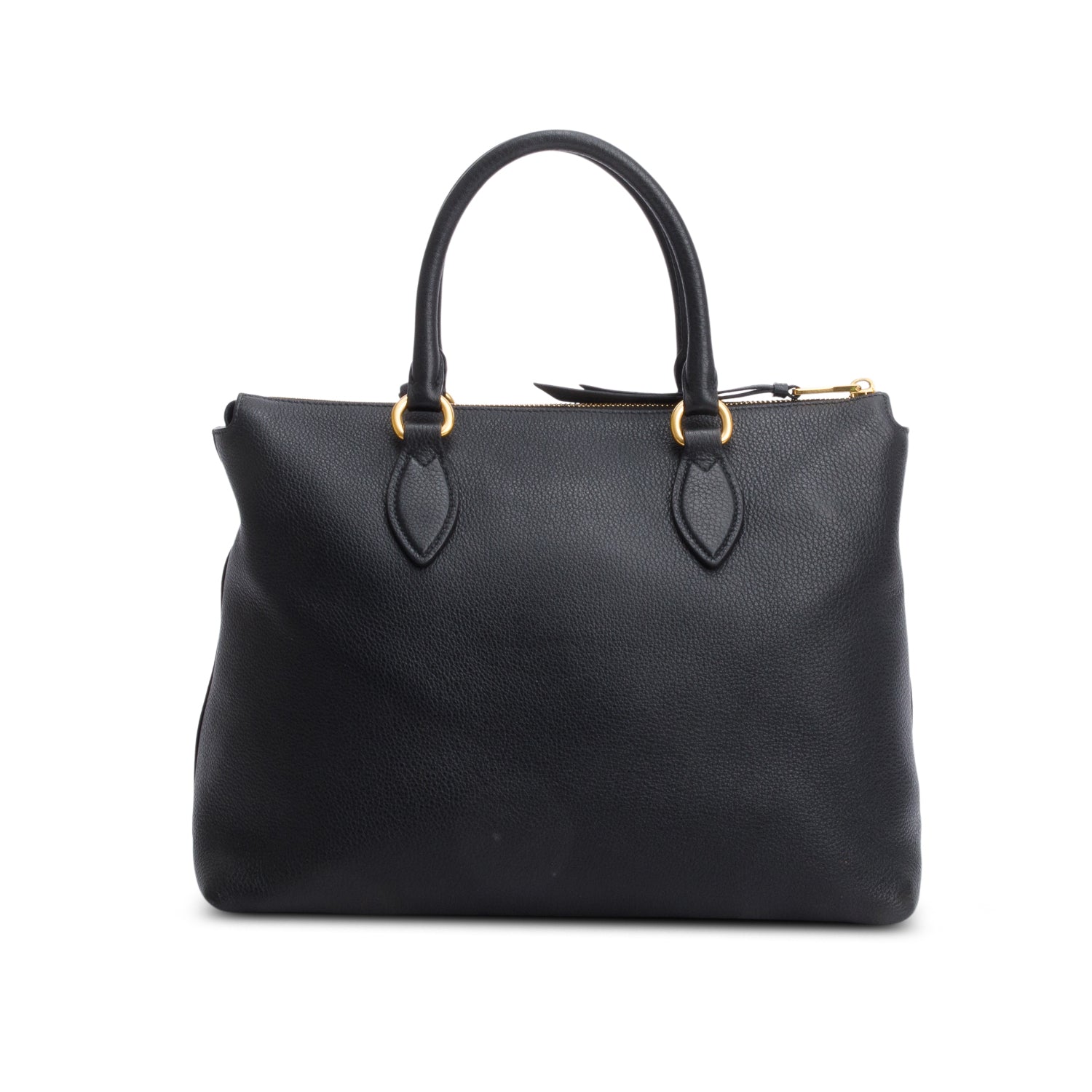 Prada Black Vitello Daino Small Zip Tote w/ Strap