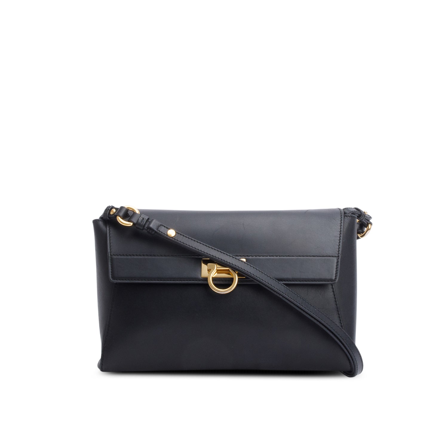 Ferragamo Black Calfskin Abbey Shoulder Bag