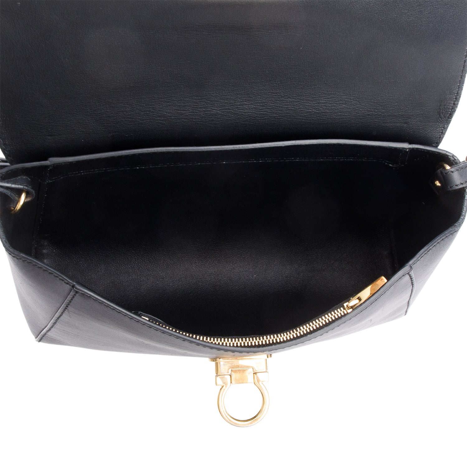 Ferragamo Black Calfskin Abbey Shoulder Bag