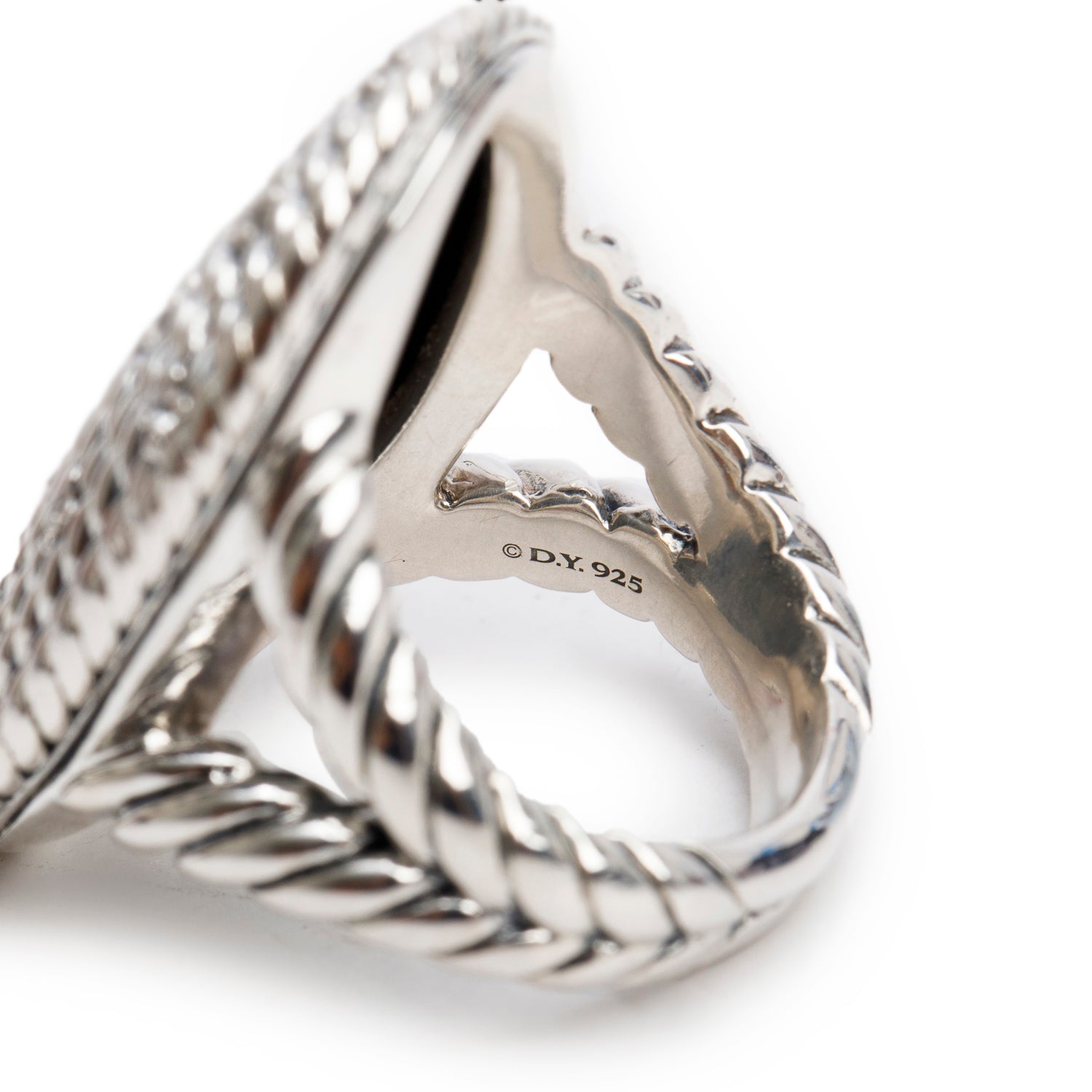 David Yurman Sterling Silver Diamond Cable Coil Ring, Size 6