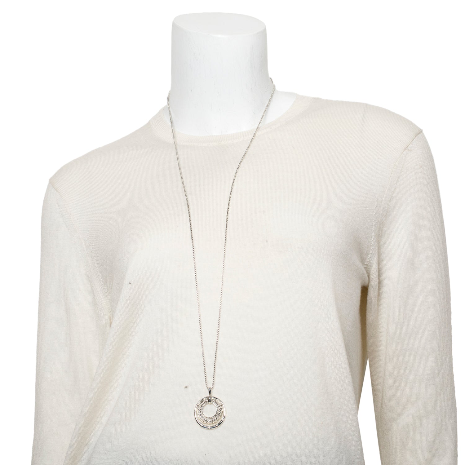 David Yurman Sterling Diamond Stax Medium Pendant Necklace