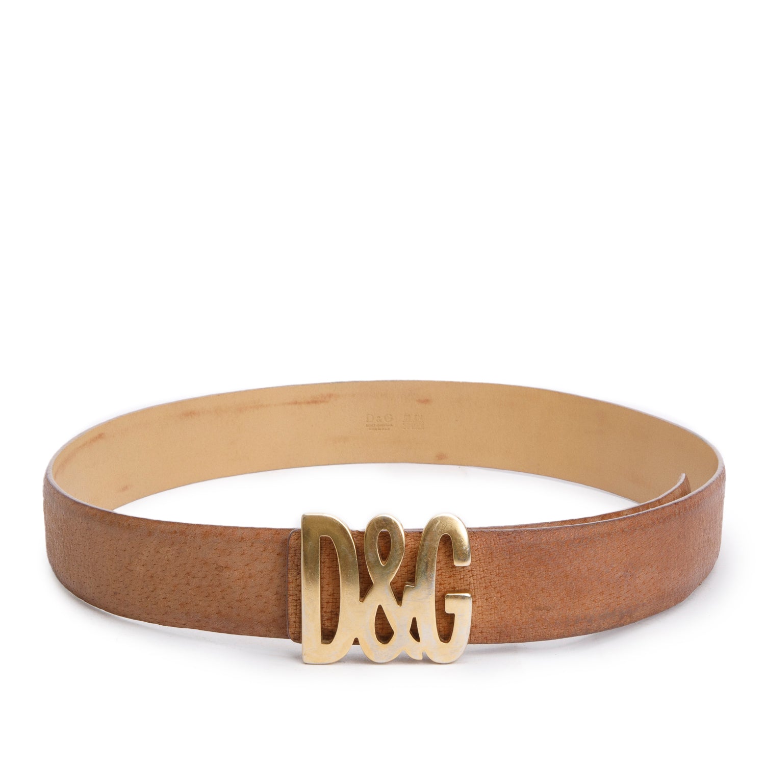 Dolce & Gabbana Vintage Beige Calfskin Leather D&G Logo Belt 90 36