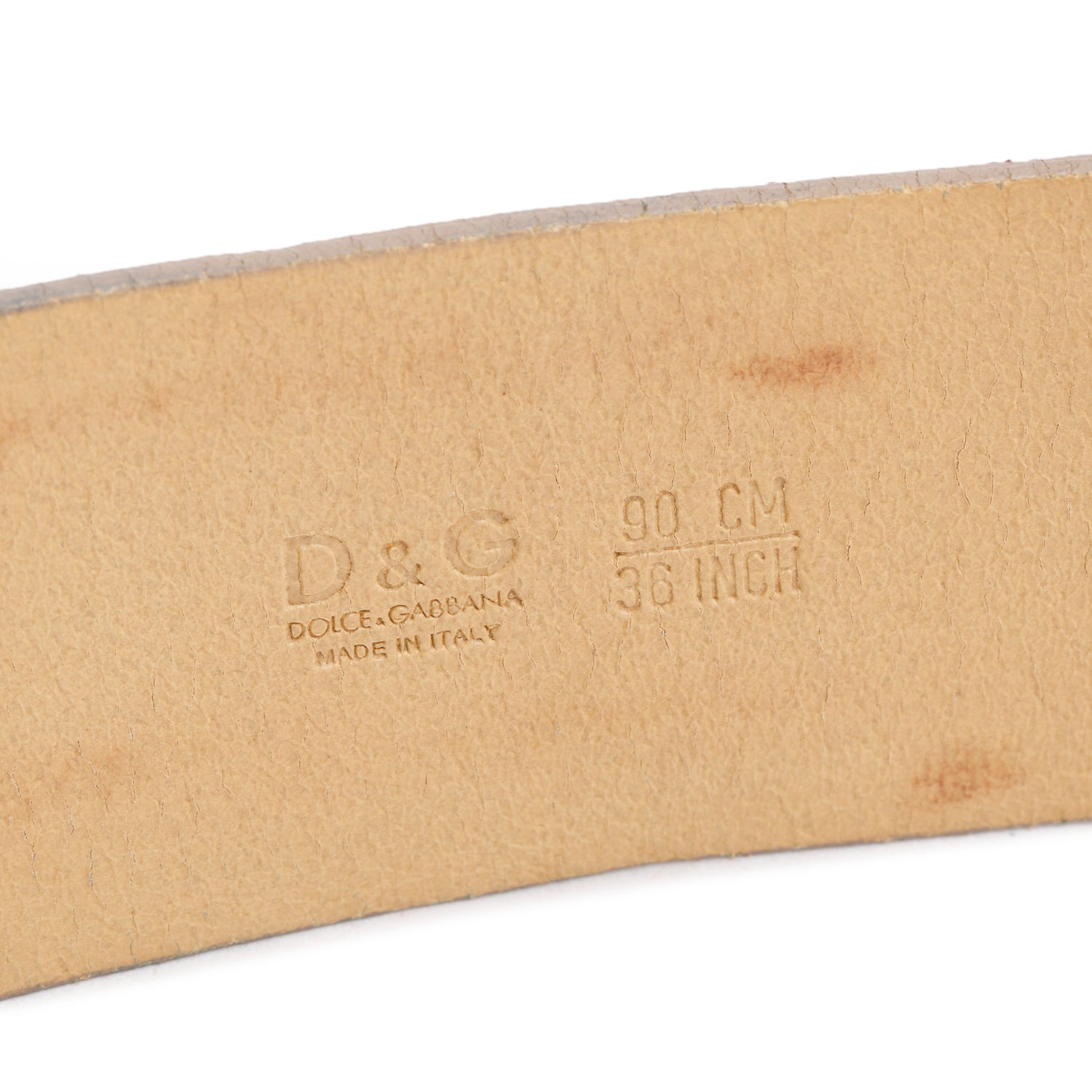 Dolce & Gabbana Vintage Beige Calfskin Leather D&G Logo Belt 90 36