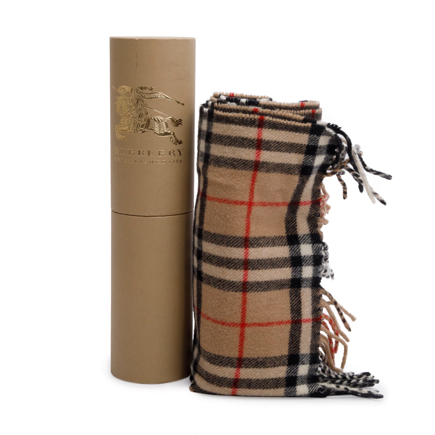 Burberry Brown House Check Wool Scarf w/ Box