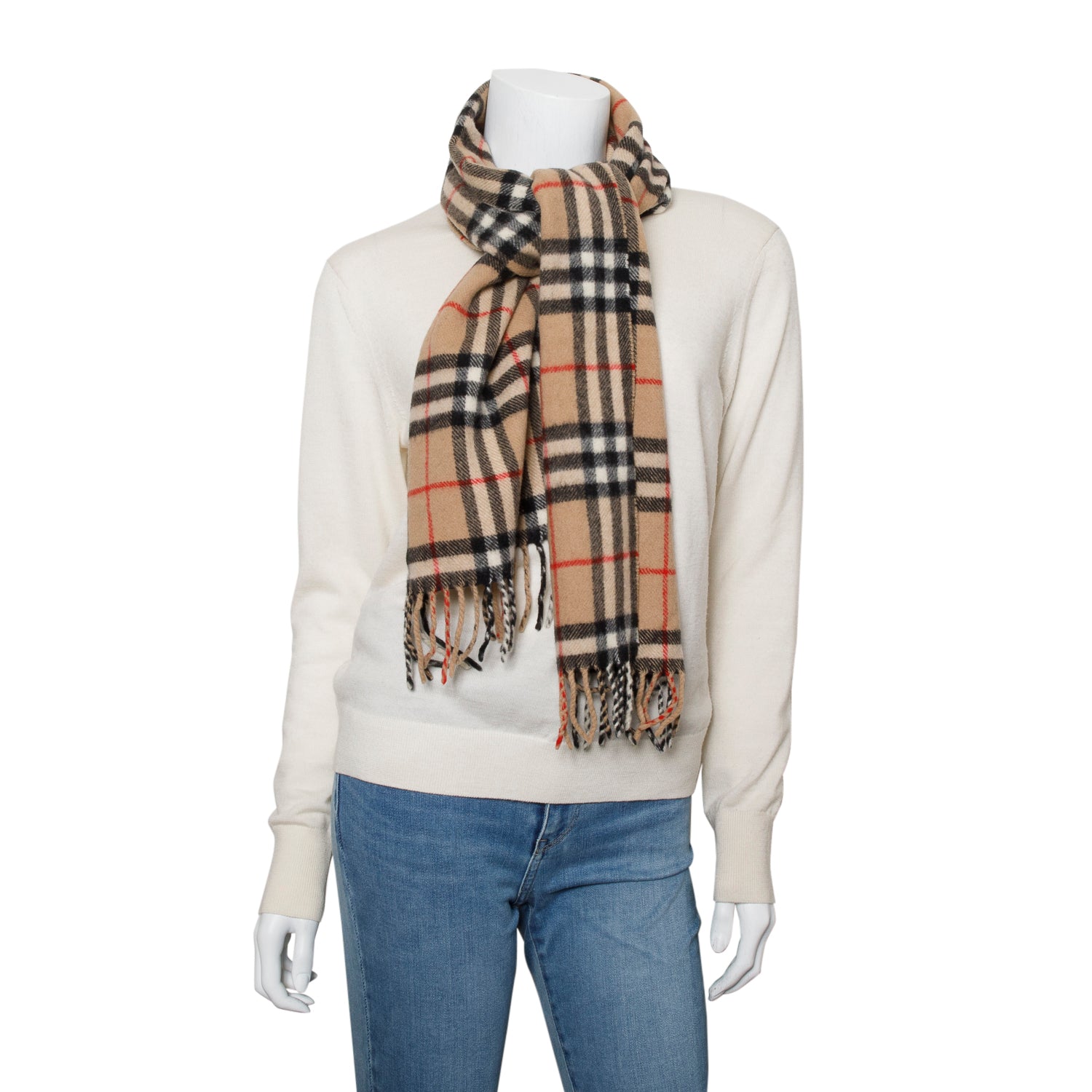 Burberry Brown House Check Wool Scarf w/ Box