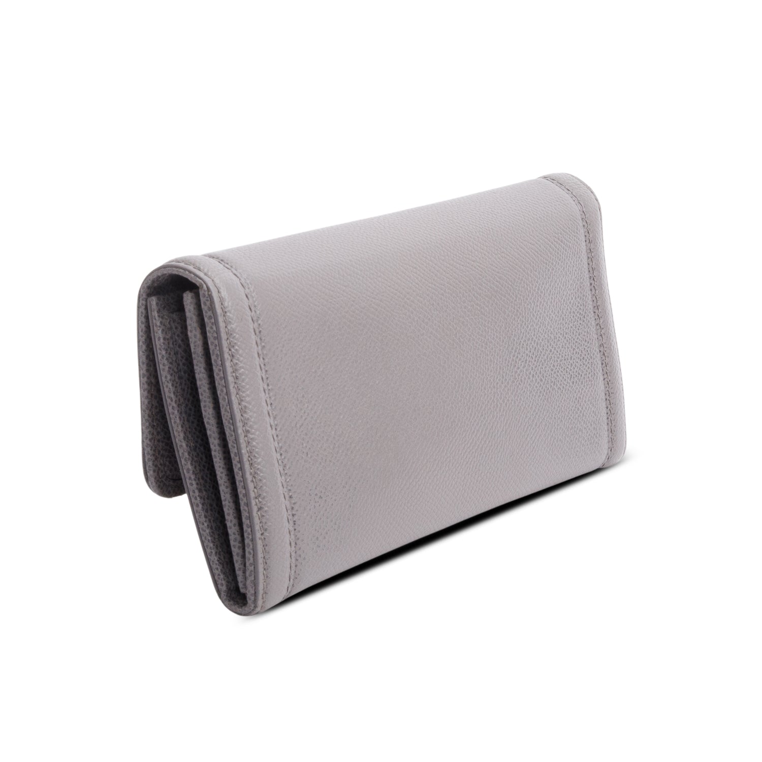 Ferragamo Grey Grained Leather Continental Vara Bow Wallet