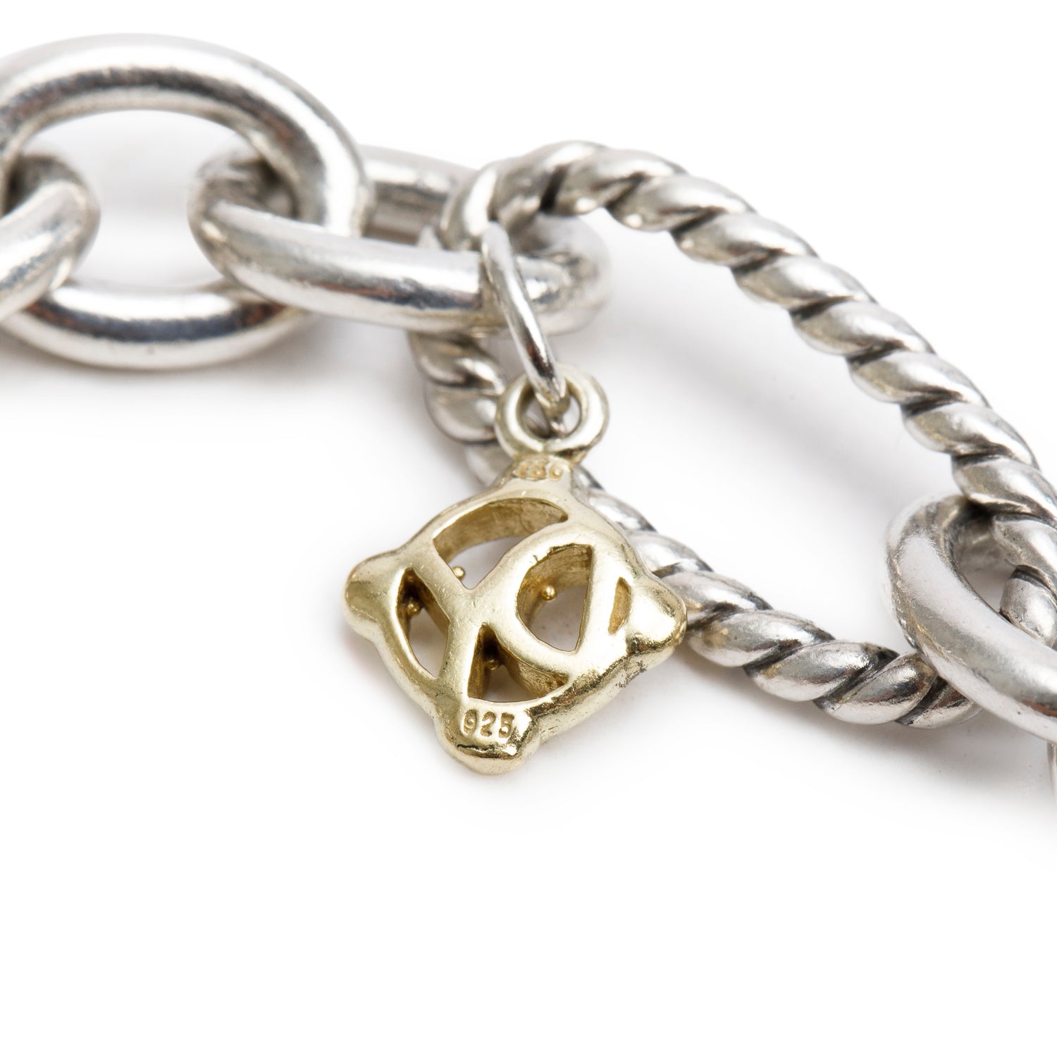 David Yurman Sterling Silver & 18k Yellow Gold Figaro Link Bracelet