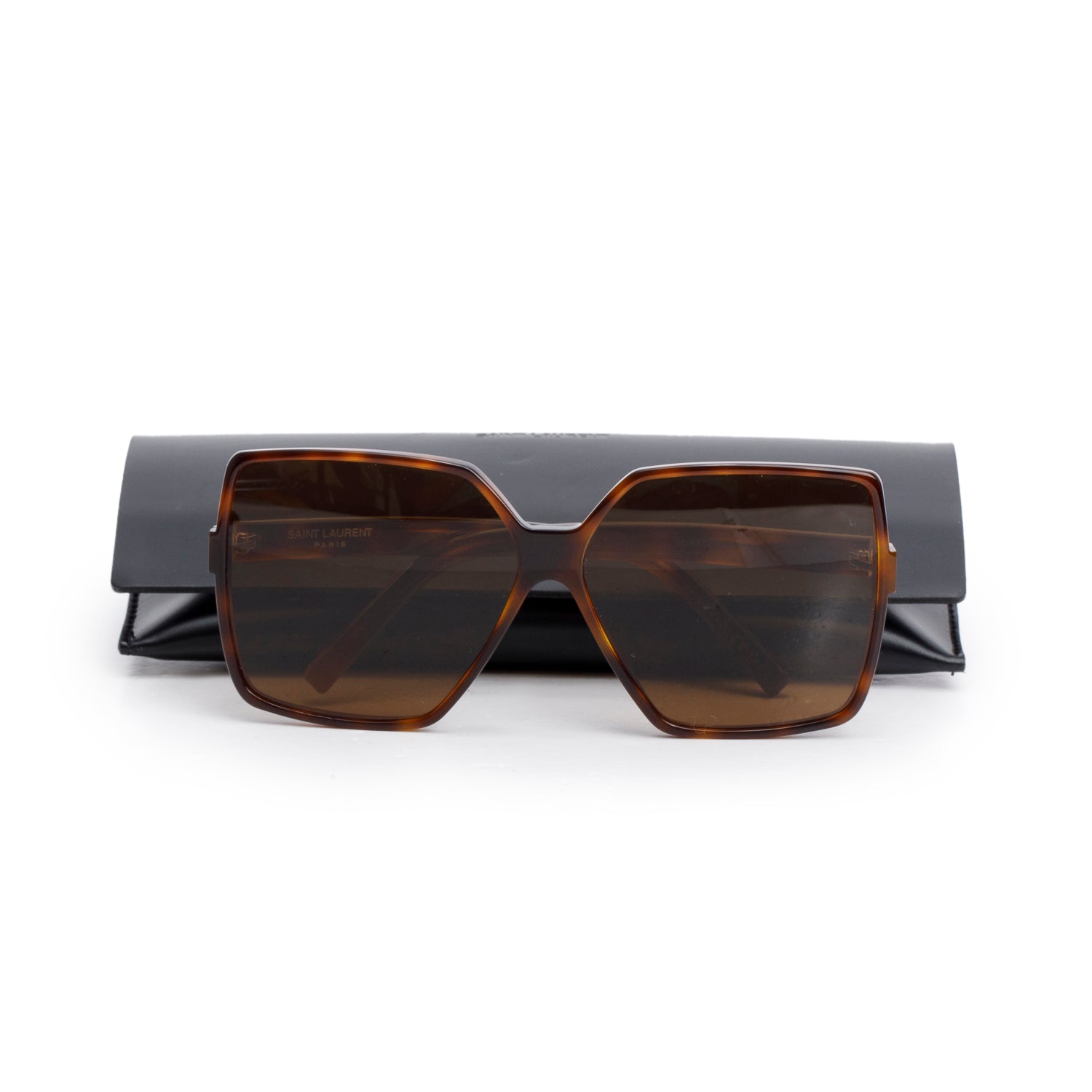 Saint Lauren SL 232 Brown Tortoise Shell Acetate Betty Sunglasses w/ Case