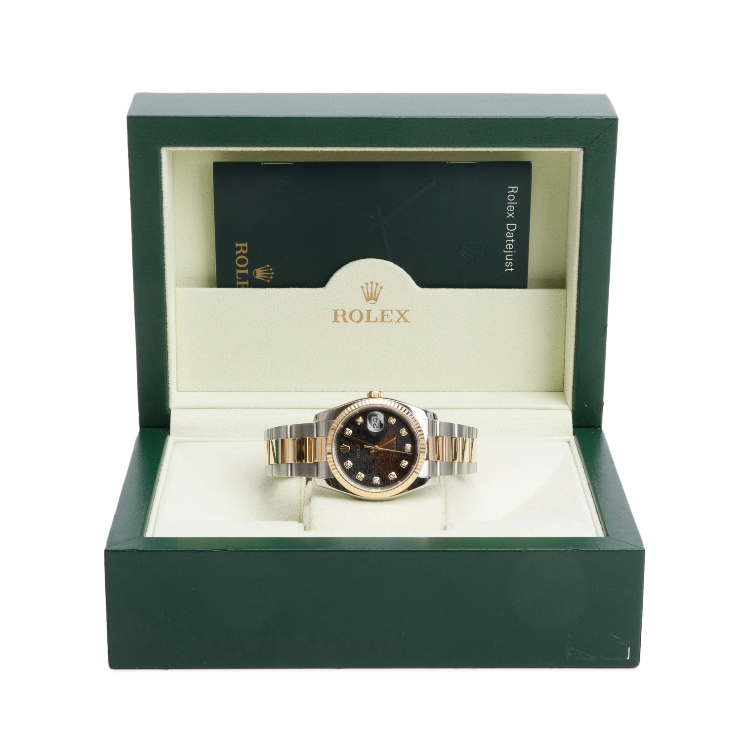 Rolex Stainless Steel & 18k Yellow Gold Datejust 36 MM Watch Black Diamond Dial 116233 w/ Box