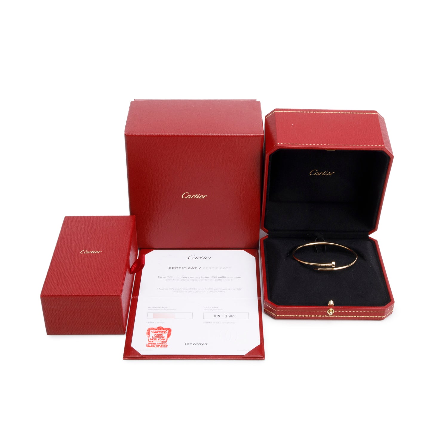 Cartier 2025 18k Yellow Gold Juste Un Clou Bracelet, Small Model Size 17 w/ Box & Certificate