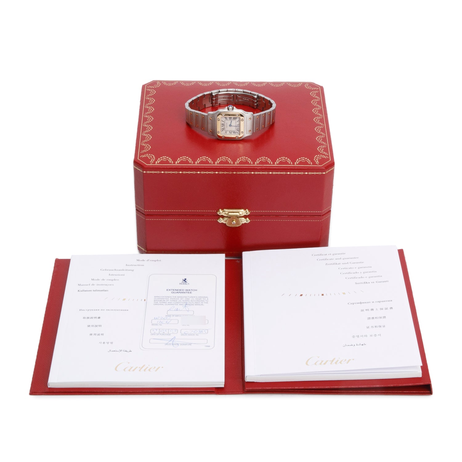 Cartier Stainless Steel & 18k Yellow Gold Santos De Cartier Galbee Quartz Watch, Small Model 1567 w/ Box & Papers