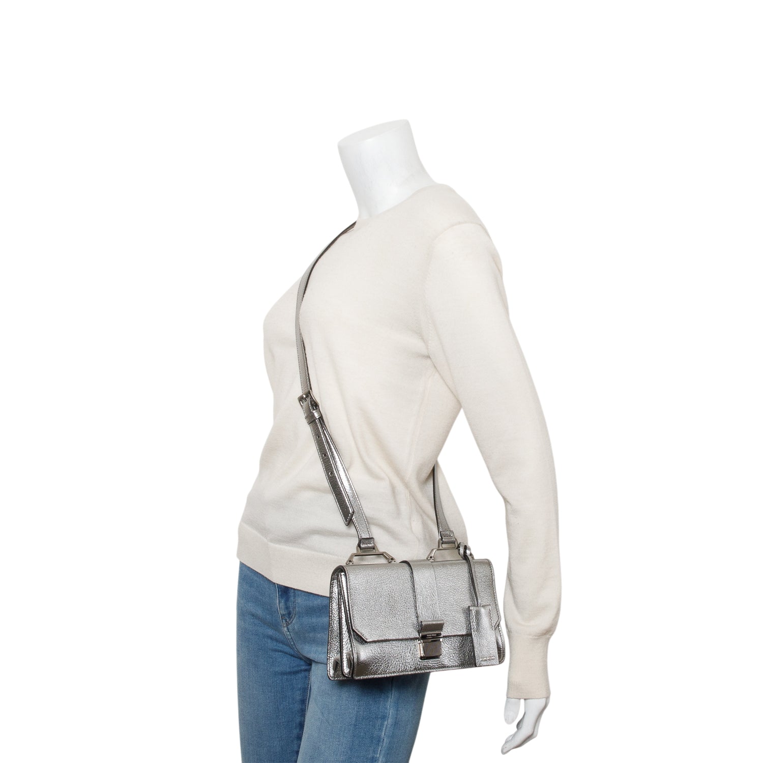 Miu Miu Metallic Goatskin Leather Bandoliera Shoulder Bag w/ Authenticity Card