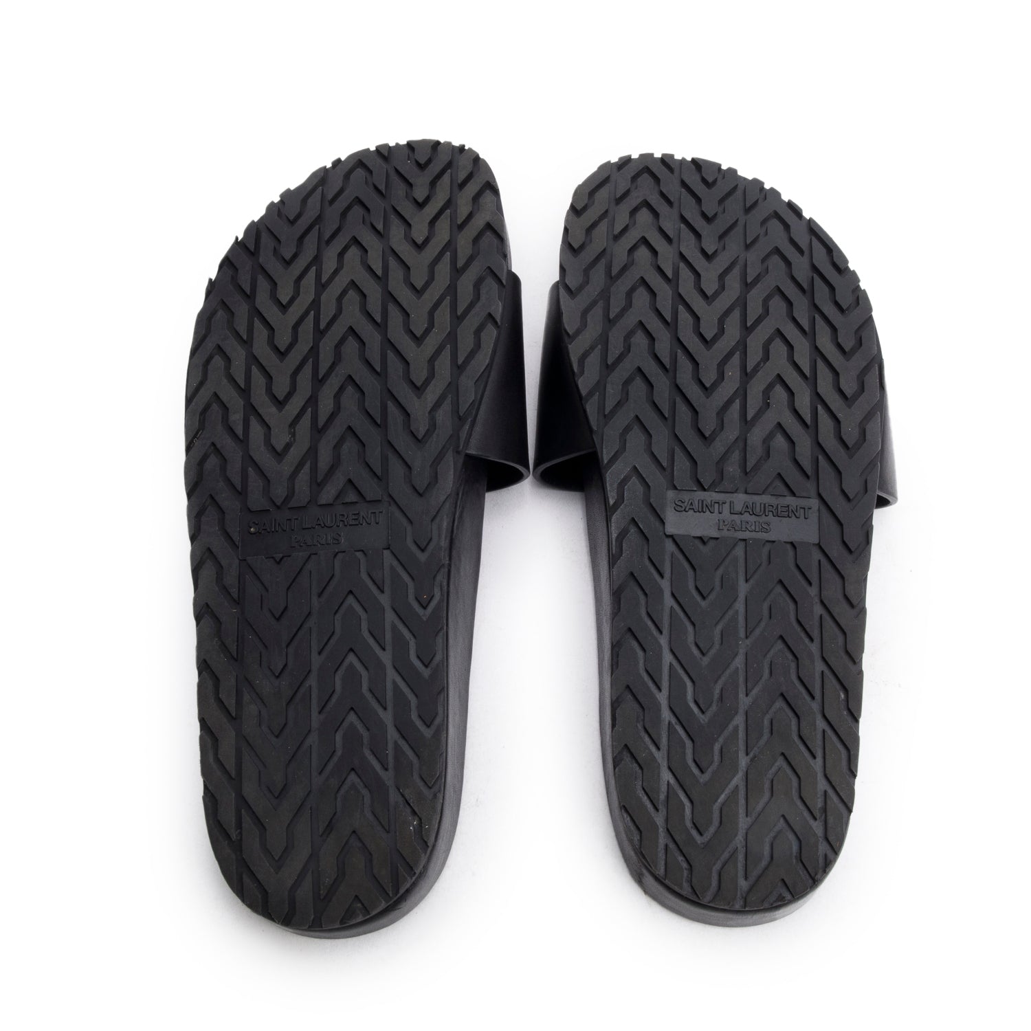 Saint Laurent Black Leather Jimmy Joan Slide Sandals, Size 39 w/ Box