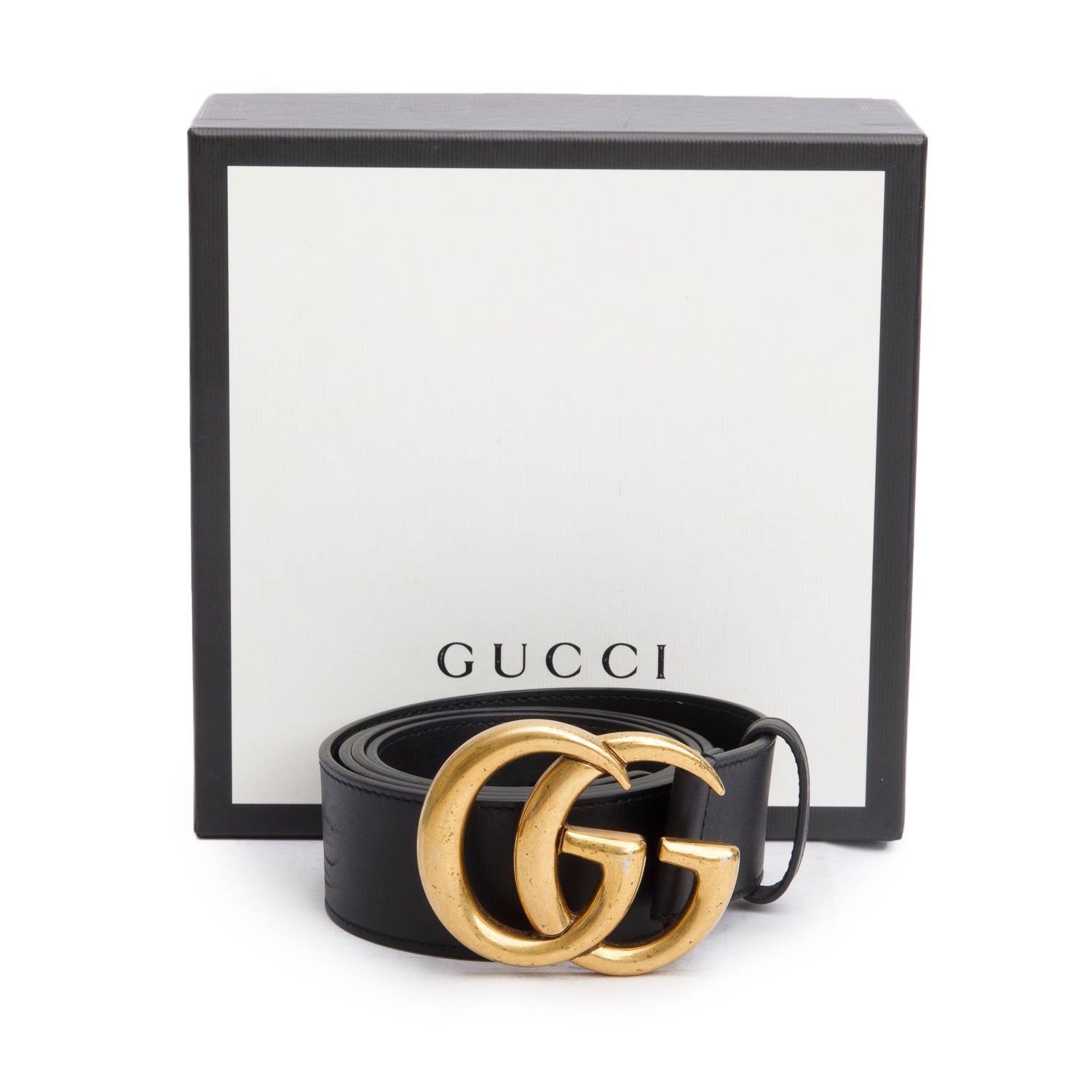 Gucci GG Marmont Black Wide Leather Belt 100 40 w/ Box