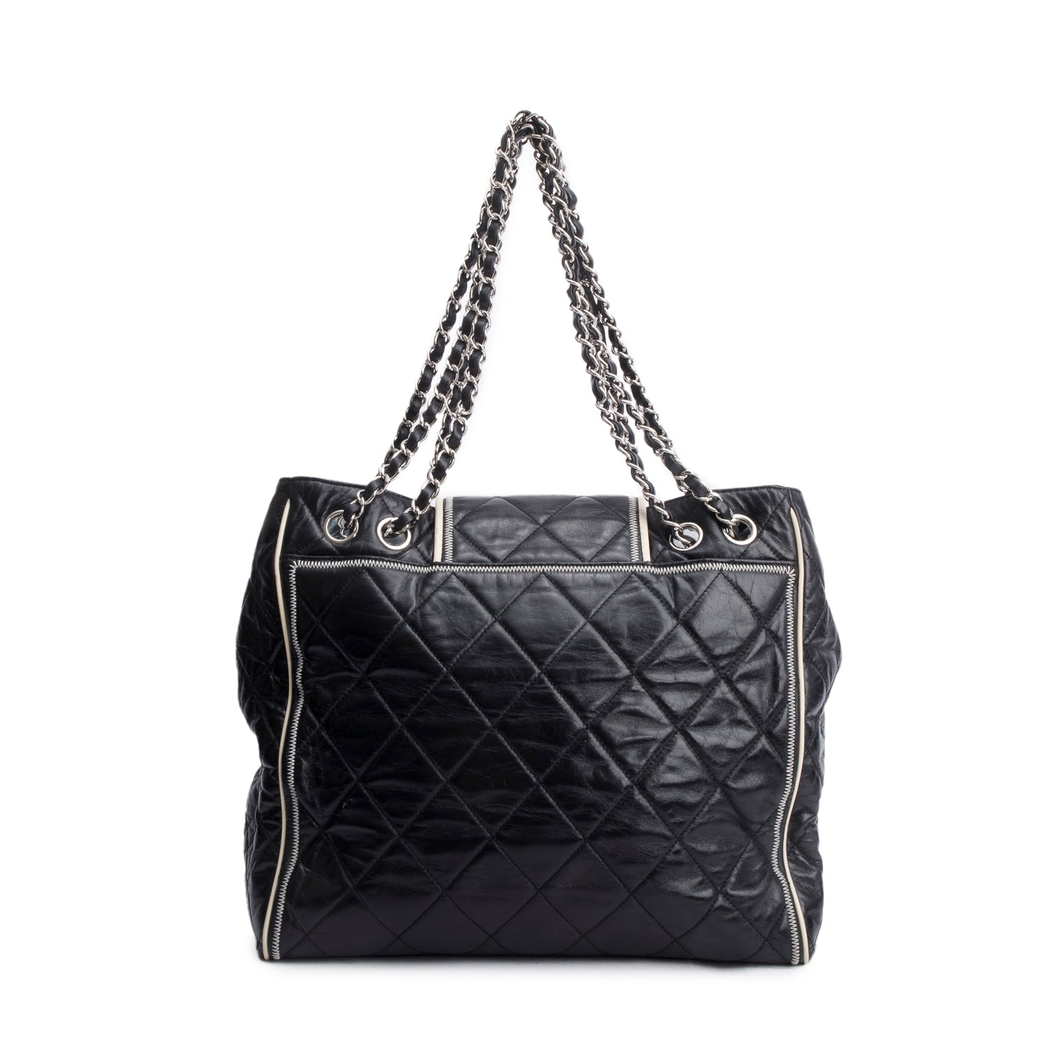 Chanel Black Glazed Lambskin North/South Reissue Tote w/ Authenticity Card