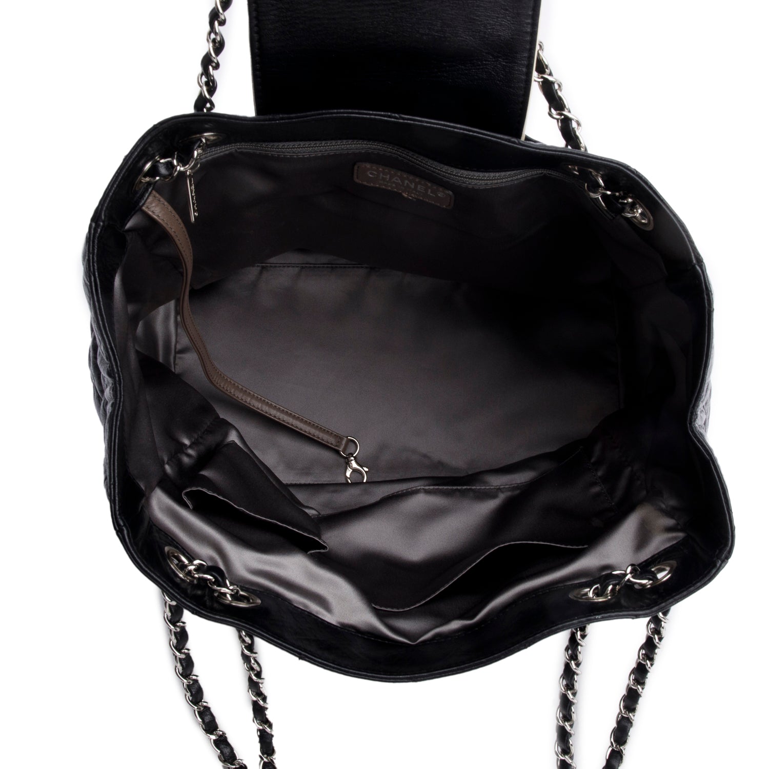 Chanel Black Glazed Lambskin North/South Reissue Tote w/ Authenticity Card