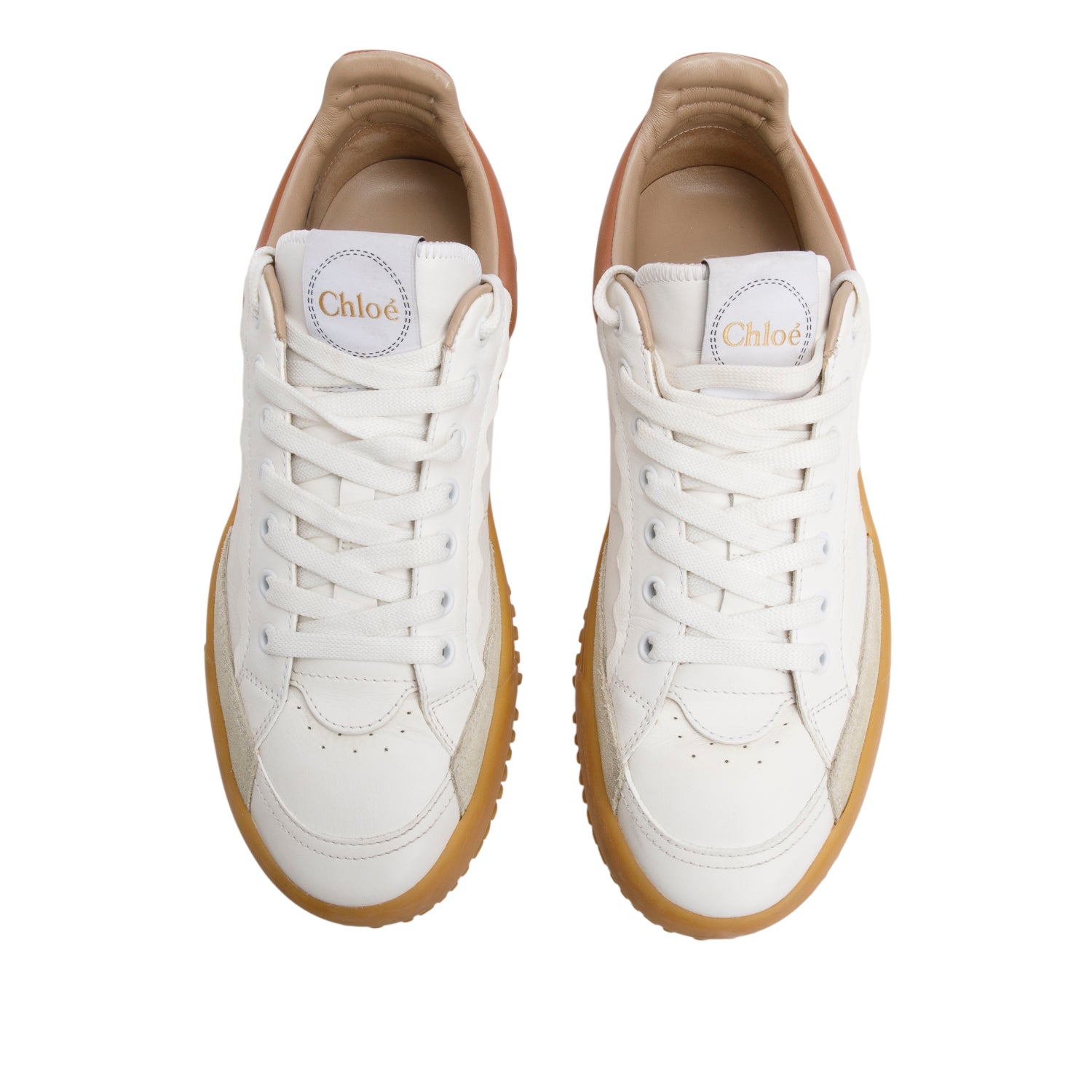 Chloe White Leather Frankie Sneakers, Size 38