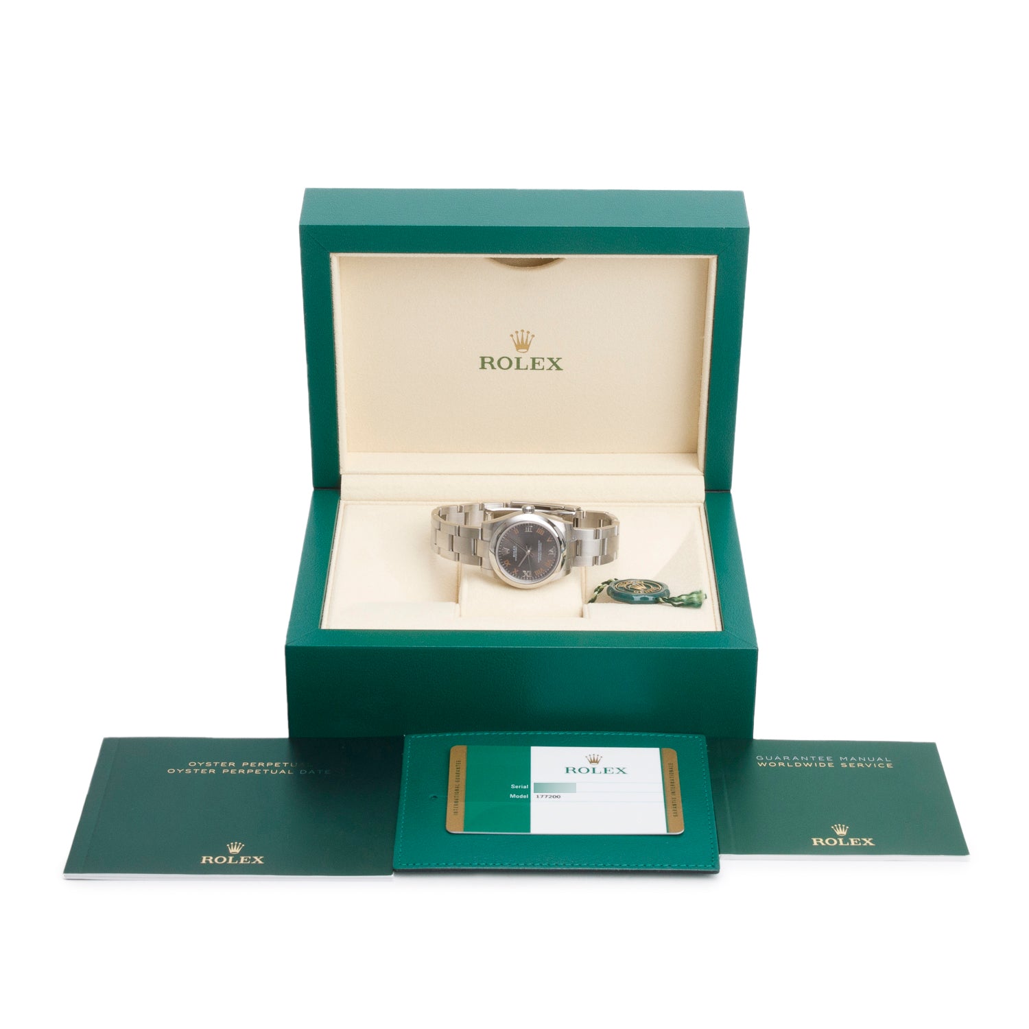 Rolex Stainless Steel Oyster Perpetual 31 MM Automatic Watch Dark Grey Dial 177200 w/ Box & Papers