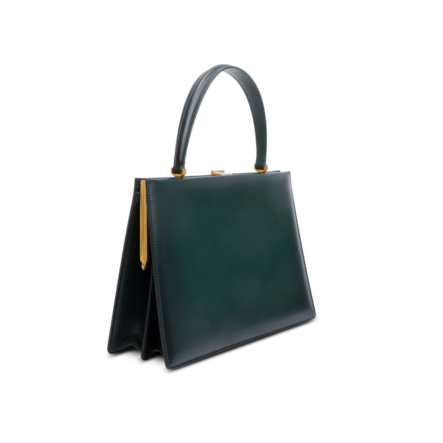 Celine Green Leather Clasp Medium Bag