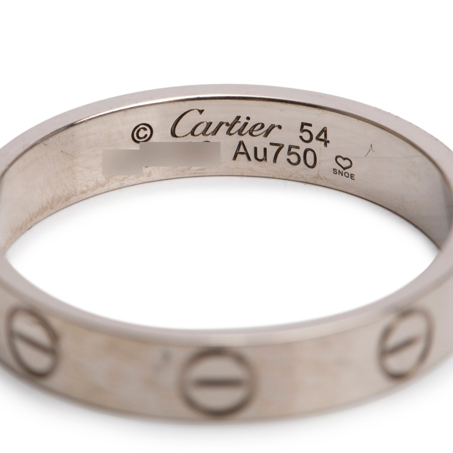 Cartier 2023 18k White Gold 3.6 MM Love Wedding Band Ring, Size 54 6 w/ Box, Receipt & Certificate