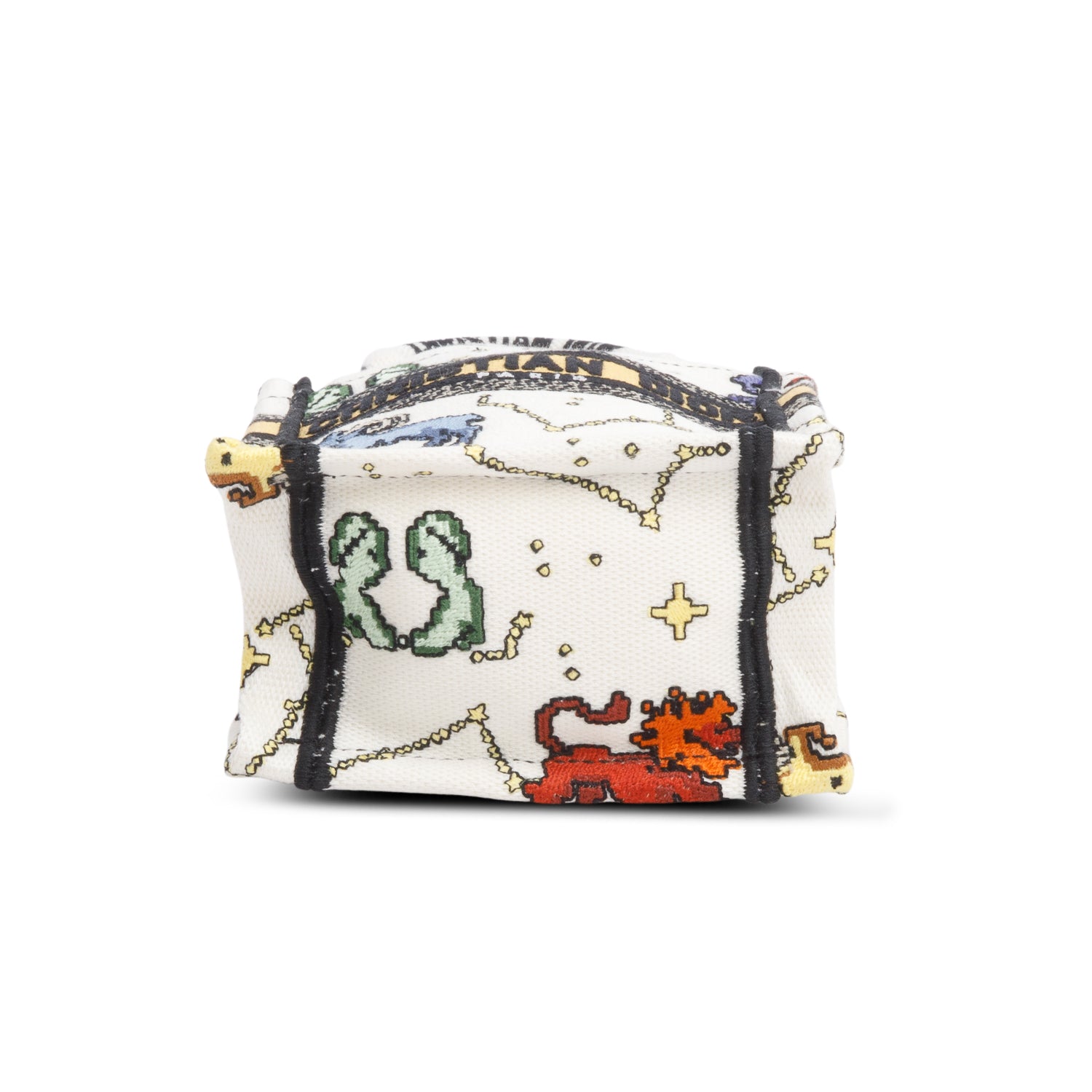 Christian Dior 2022 Cream Canvas Embroidered Pixel Zodiac Mini Book Tote Phone Bag w/ Strap & Box