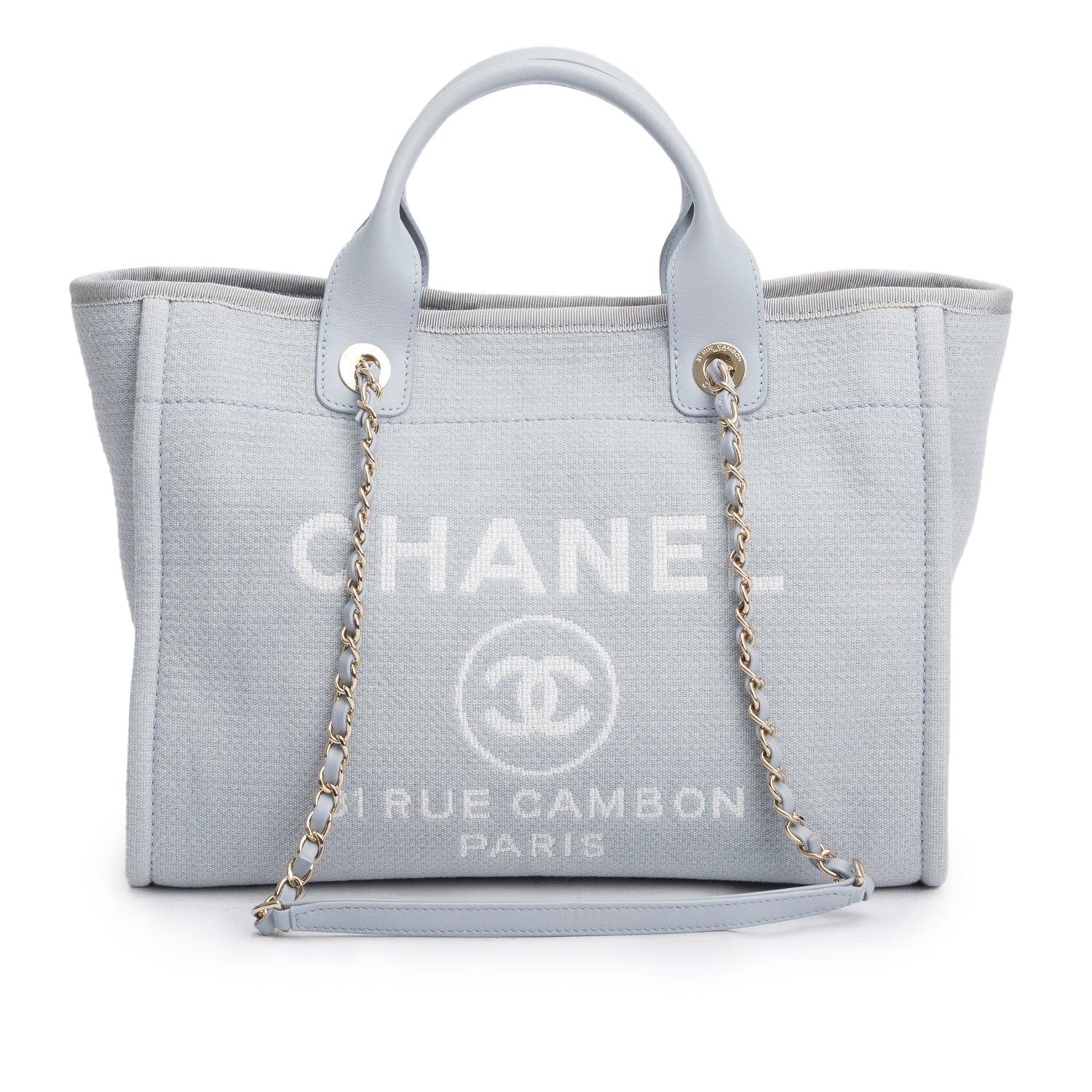 Chanel Blue Mixed Fibers Small Deauville Tote w/ Pouch & Box