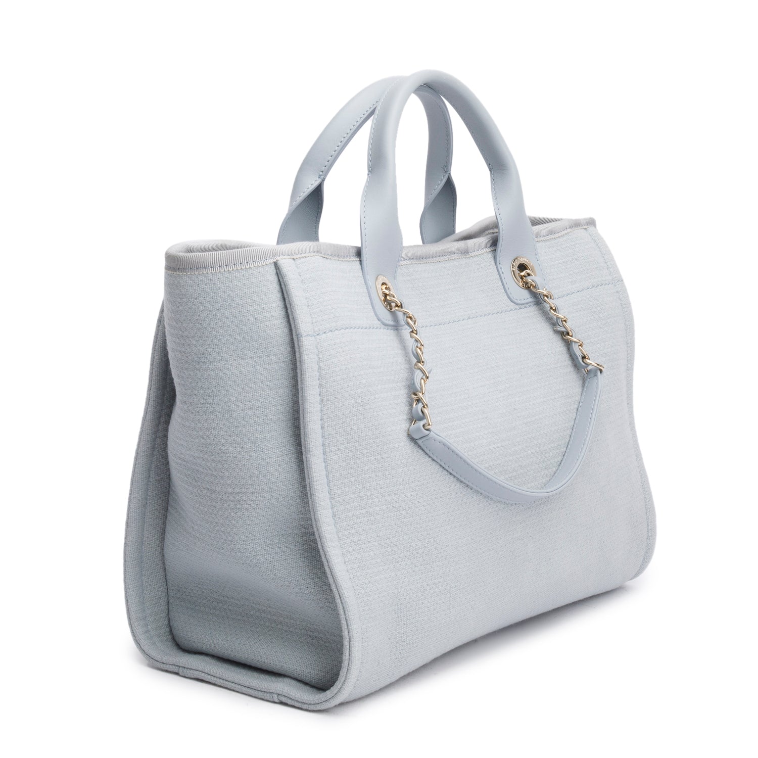 Chanel Blue Mixed Fibers Small Deauville Tote w/ Pouch & Box