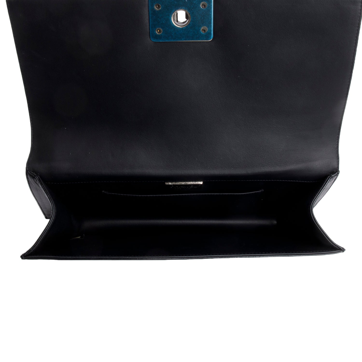 Chanel Black Python Patent Leather Boy Flap Clutch w/ Box & Authenticity Card