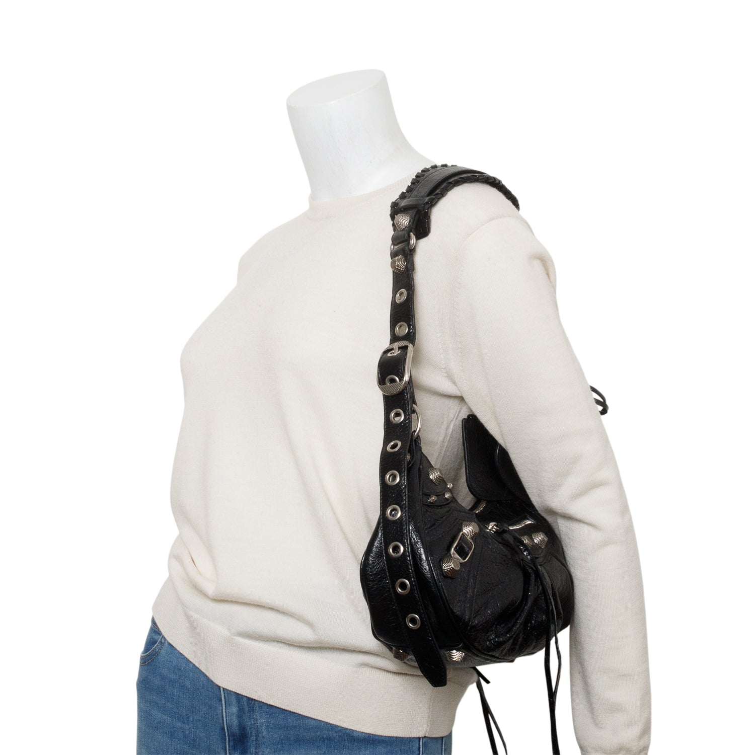 Balenciaga Black Arena Leather Le Cagole Small Shoulder Bag w/ Box