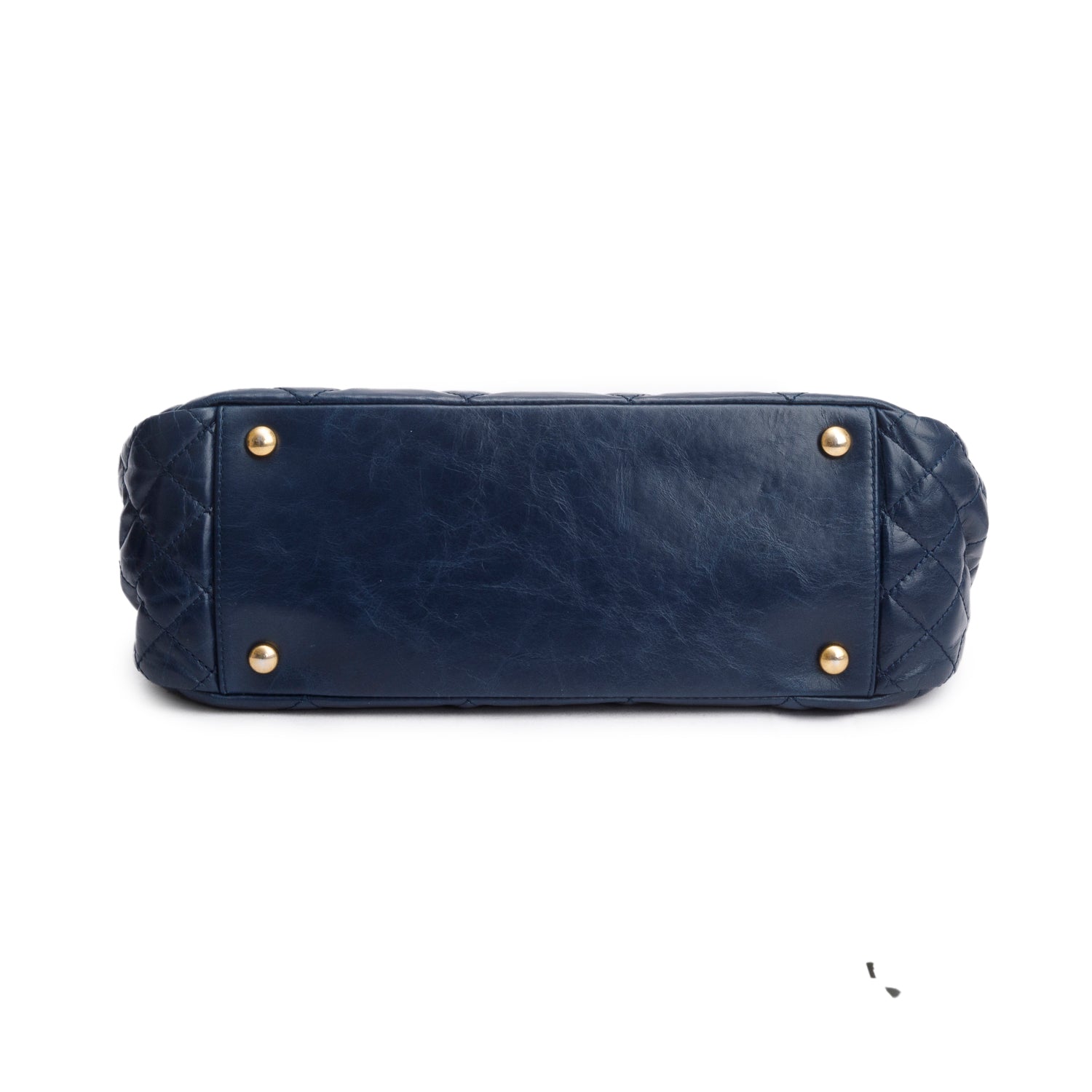 Chanel Navy Aged Calfskin Quilted Daily Walk Accordion Flap Shoulder Bag w/ Authenticity Card