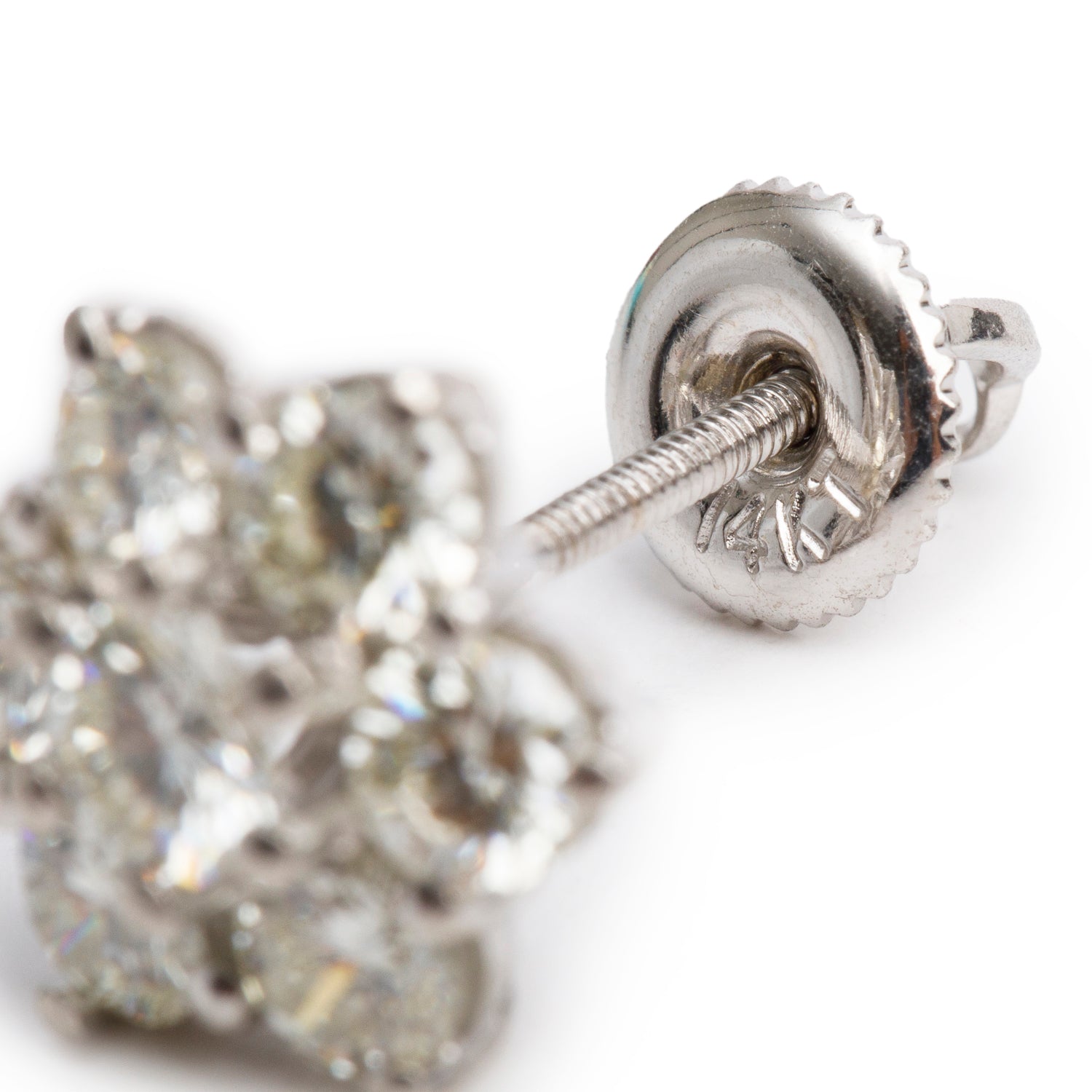 18k White Gold 2.40 tcw. Diamond Cluster Stud Earrings