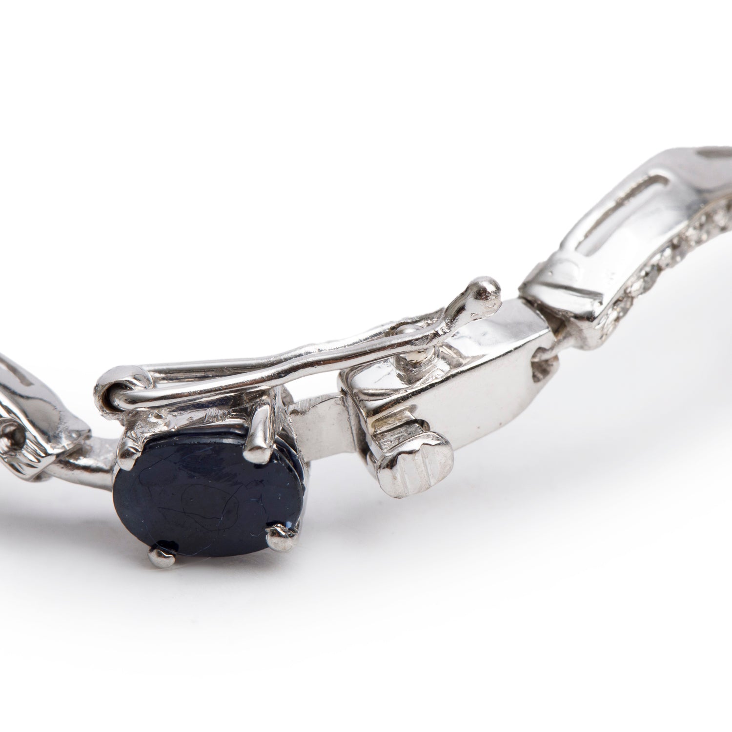 18k White Gold Sapphire & Diamond Link Bracelet