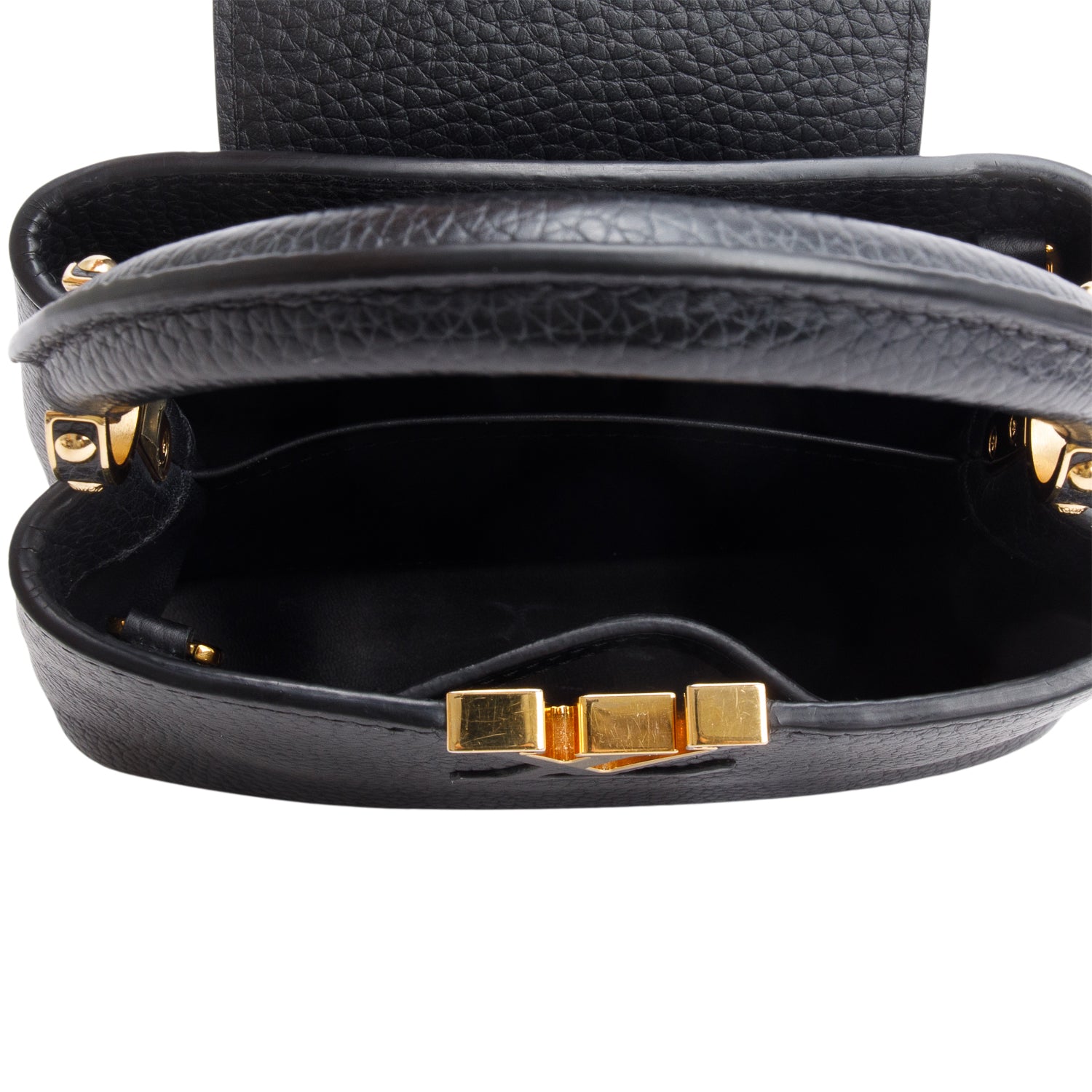 Louis Vuitton Black Taurillon Leather Mini Capucines w/ Strap