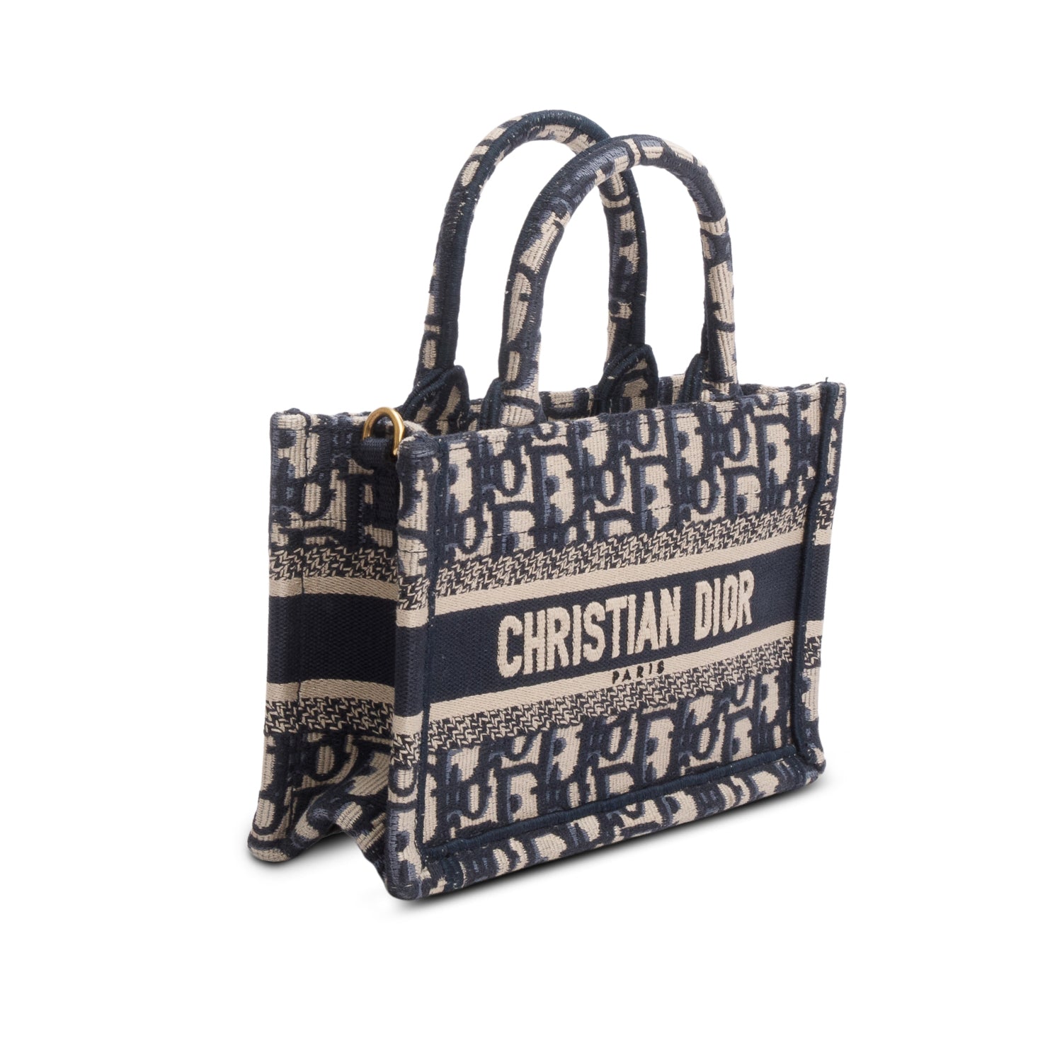 Christian Dior 2024 Blue Oblique Embroidered Mini Book Tote w/ Strap