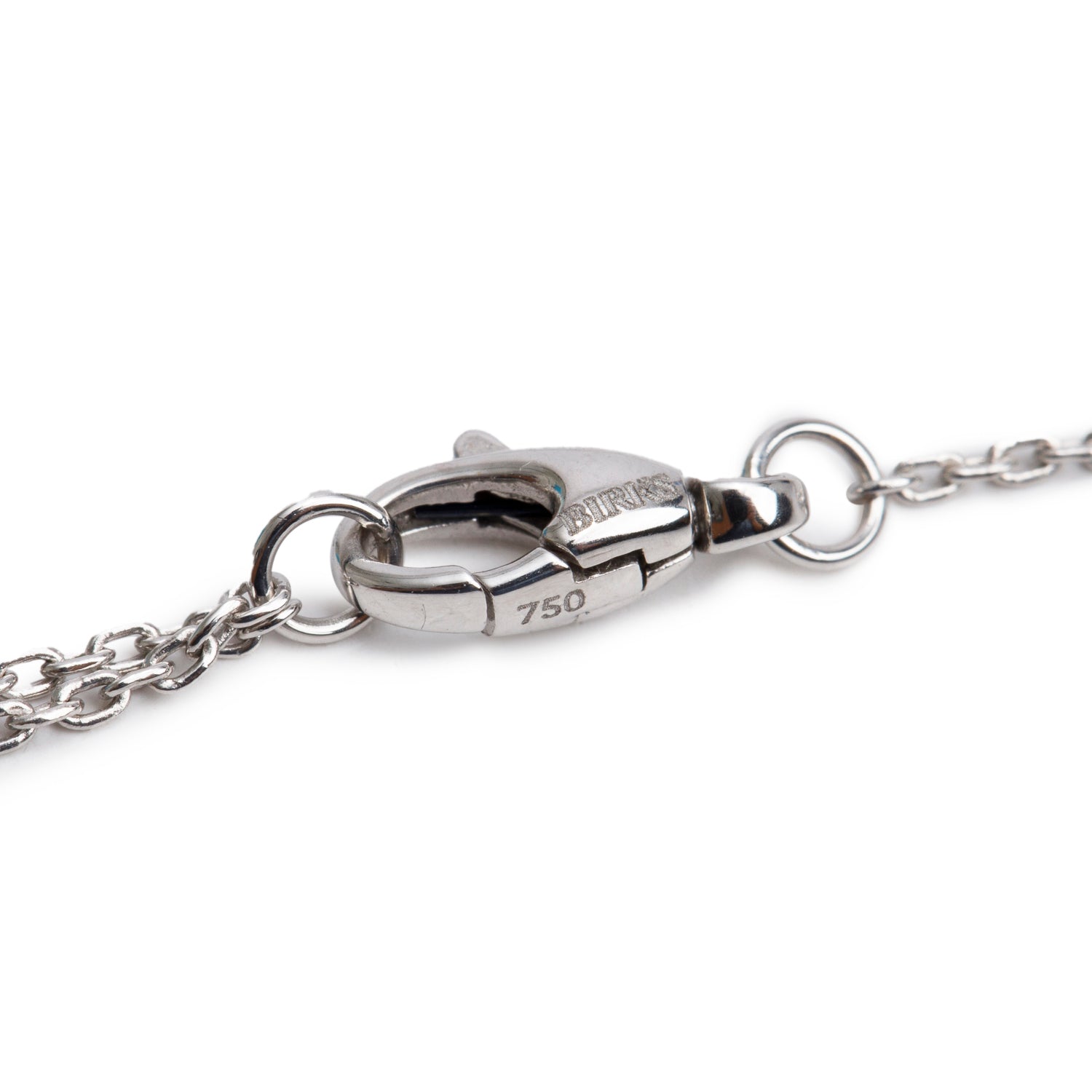 Birks 18k White Gold Diamond Cluster Pendant Necklace w/ Box