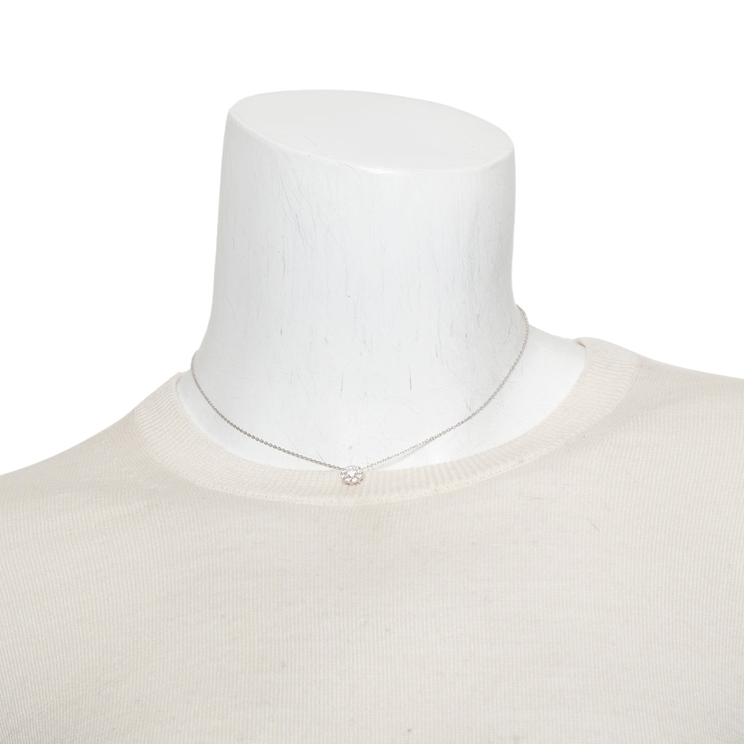 Birks 18k White Gold Diamond Cluster Pendant Necklace w/ Box