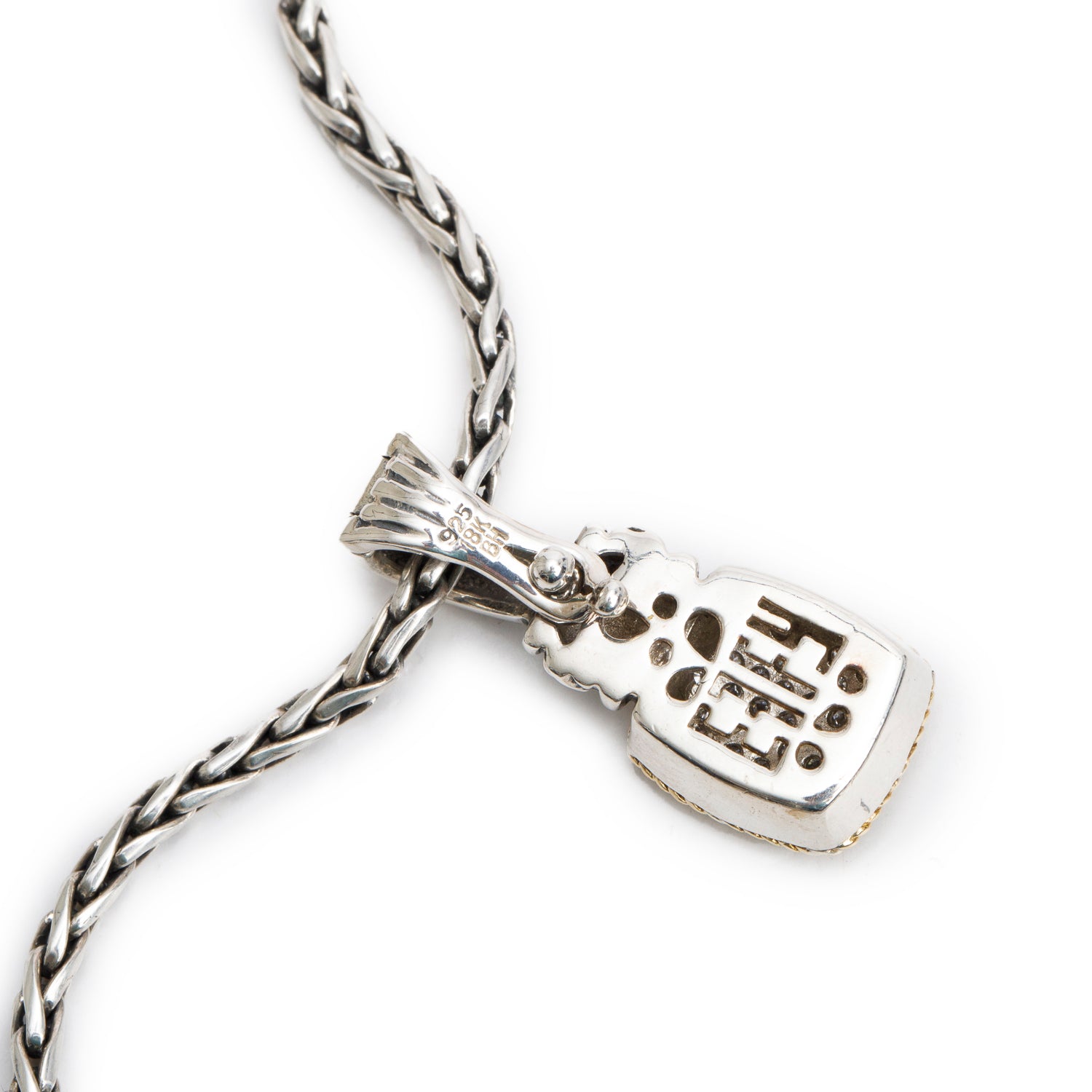 Effy Sterling Silver and 18k Yellow Gold Pave Diamond Enhancer Pendant Necklace